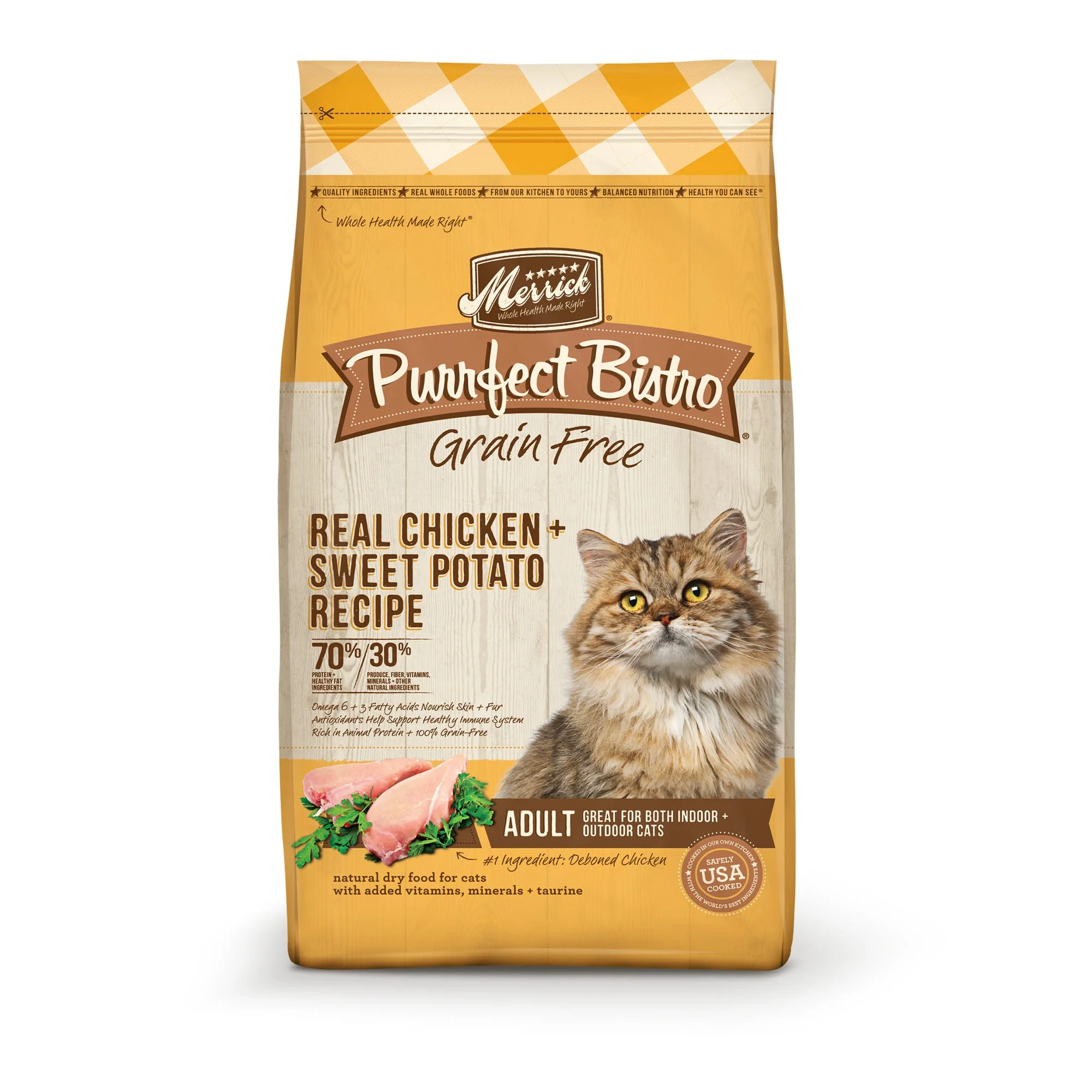 Merrick Purrfect Bistro Grain-Free with Real Chicken + Sweet Potato Dry Cat Food, 7 lb - Image 1