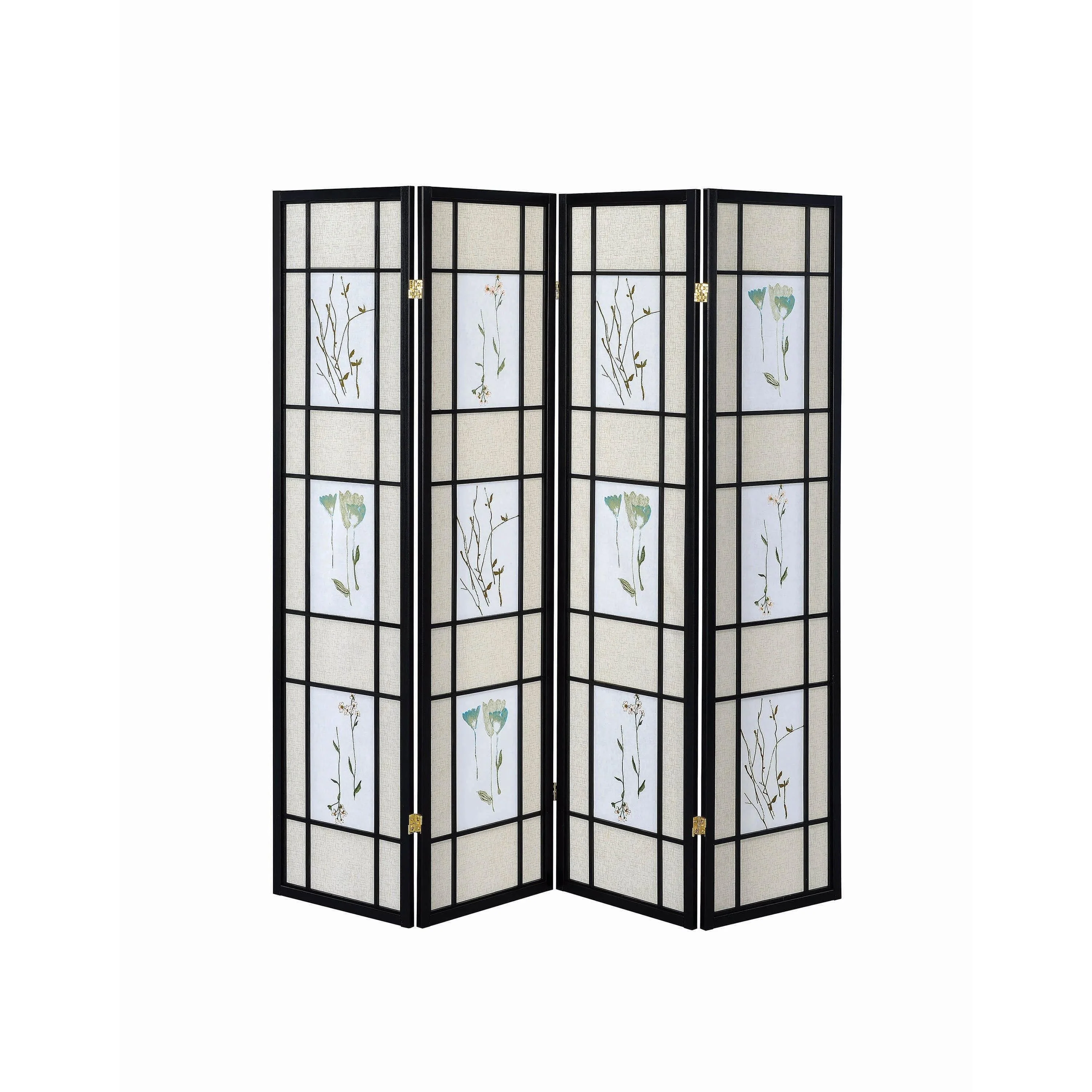 Coaster Furniture Catabella 4407 4-Panel Room Divider Folding Shoji Screen - Floral - Image 2