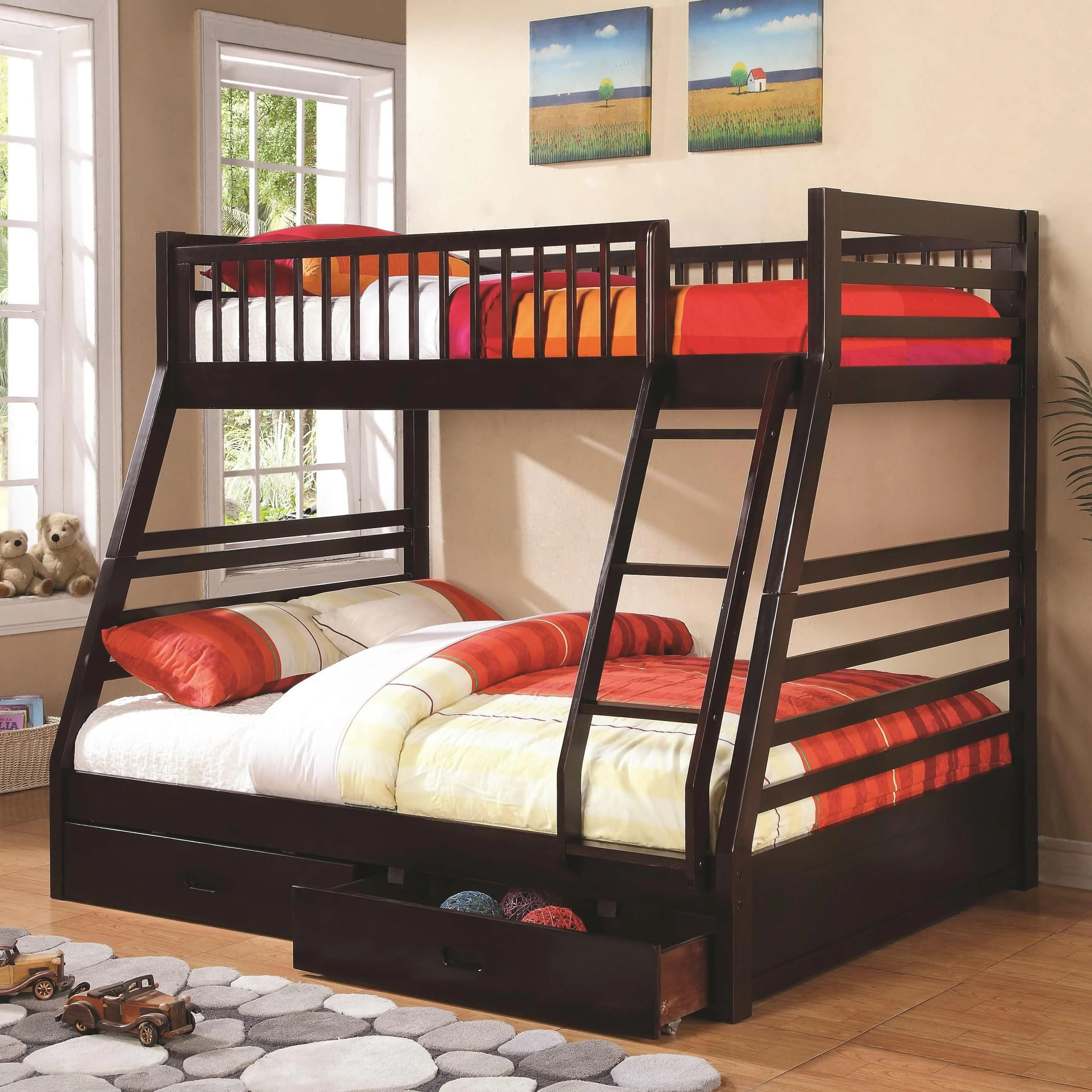 Coaster Furniture Ashton 460184 2-Drawer Wood Twin Over Full Bunk Bed – Cappuccino