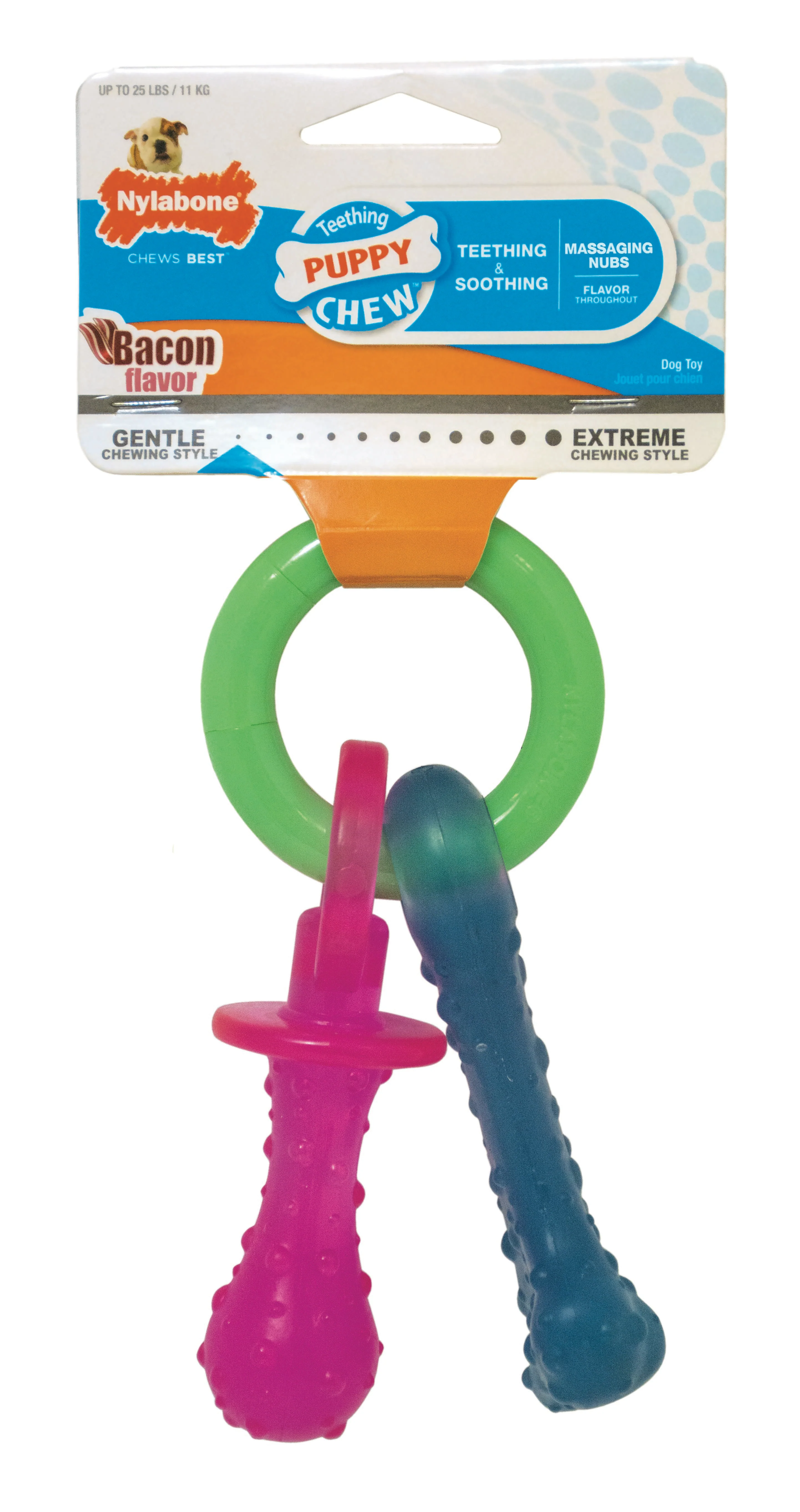 Nylabone Puppy Pacifier Teething Toy Bacon Pacifier Small/Regular - Image 1