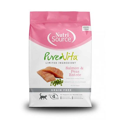 Pure Vita Grain-Free Salmon & Peas Entree Dry Cat Food, 4lb - Image 1
