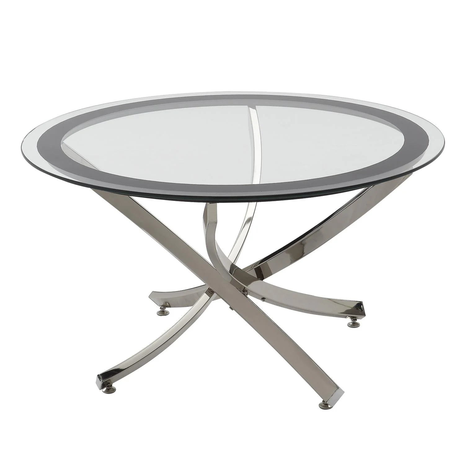 Coaster Furniture Brooke 702588 Round Glass Top Coffee Table Metal Base - Chrome - Image 1