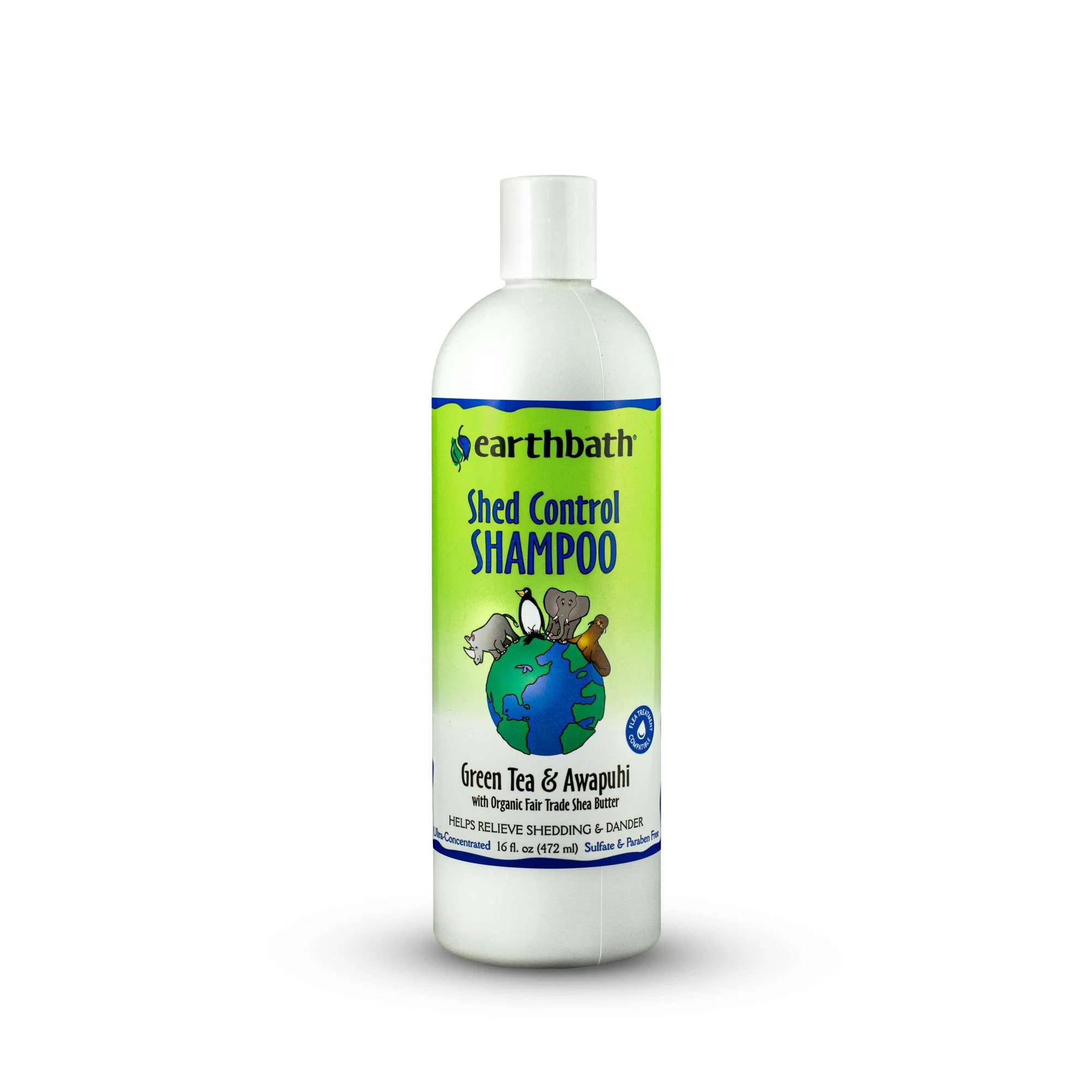 Earthbath® Green Tea & Awapuhi Shed Control Shampoo for Cat & Dog 16 Oz - Image 1