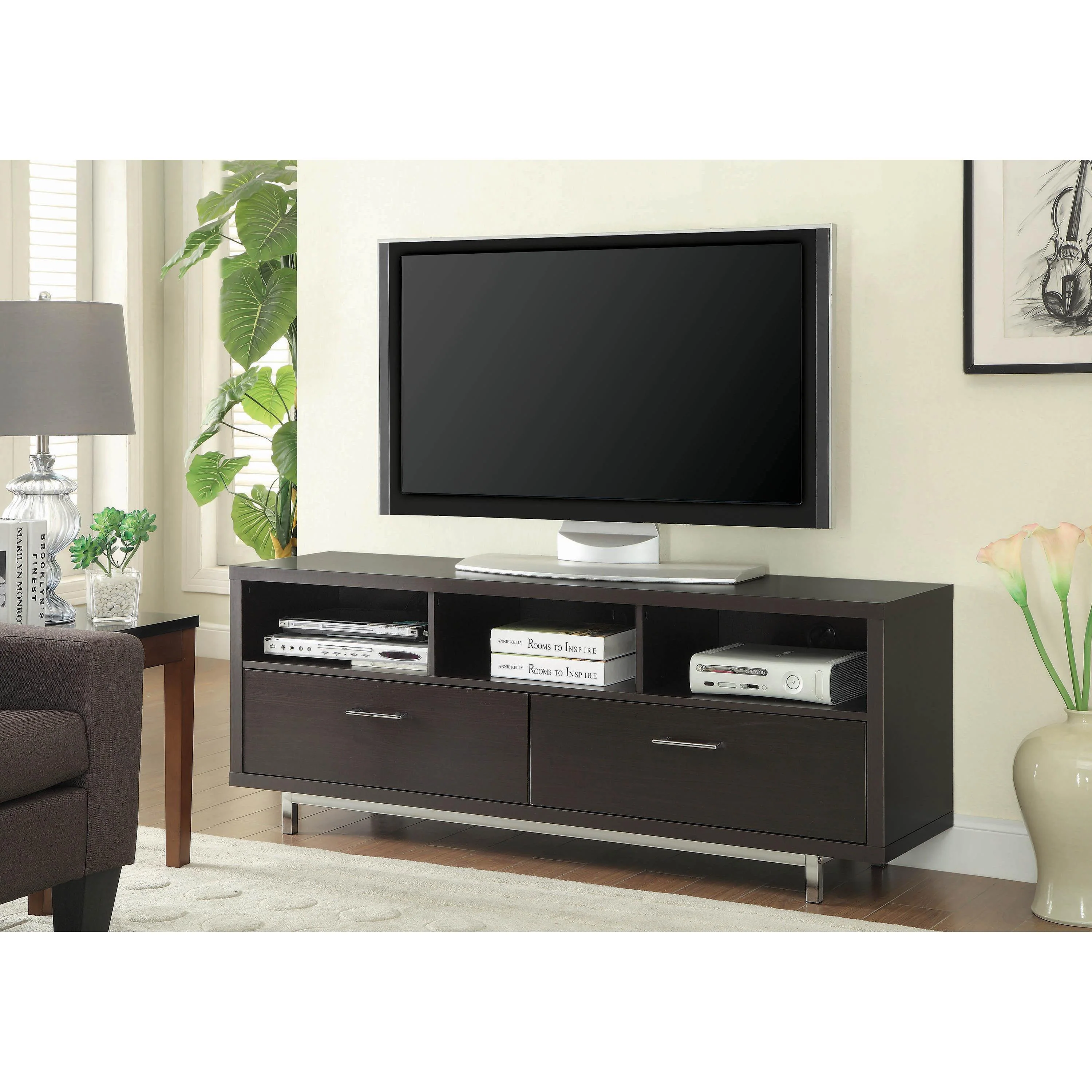 Coaster Furniture Casey 701973 2-Drawer Engineered Wood 60" TV Stand - Cappuccino - Image 2