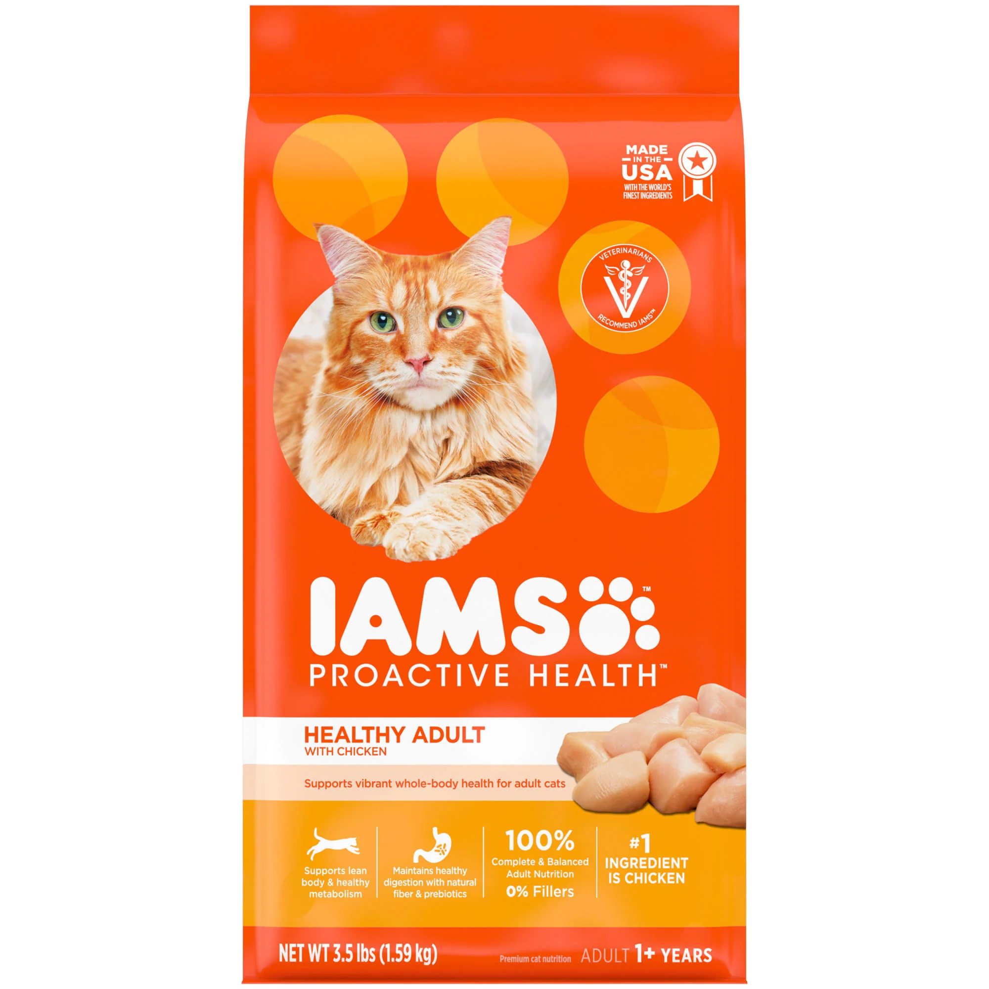 IAMS PROACTIVE HEALTH Healthy Adult Dry Cat Food with Chicken  3.5 lb. Bag - Image 1