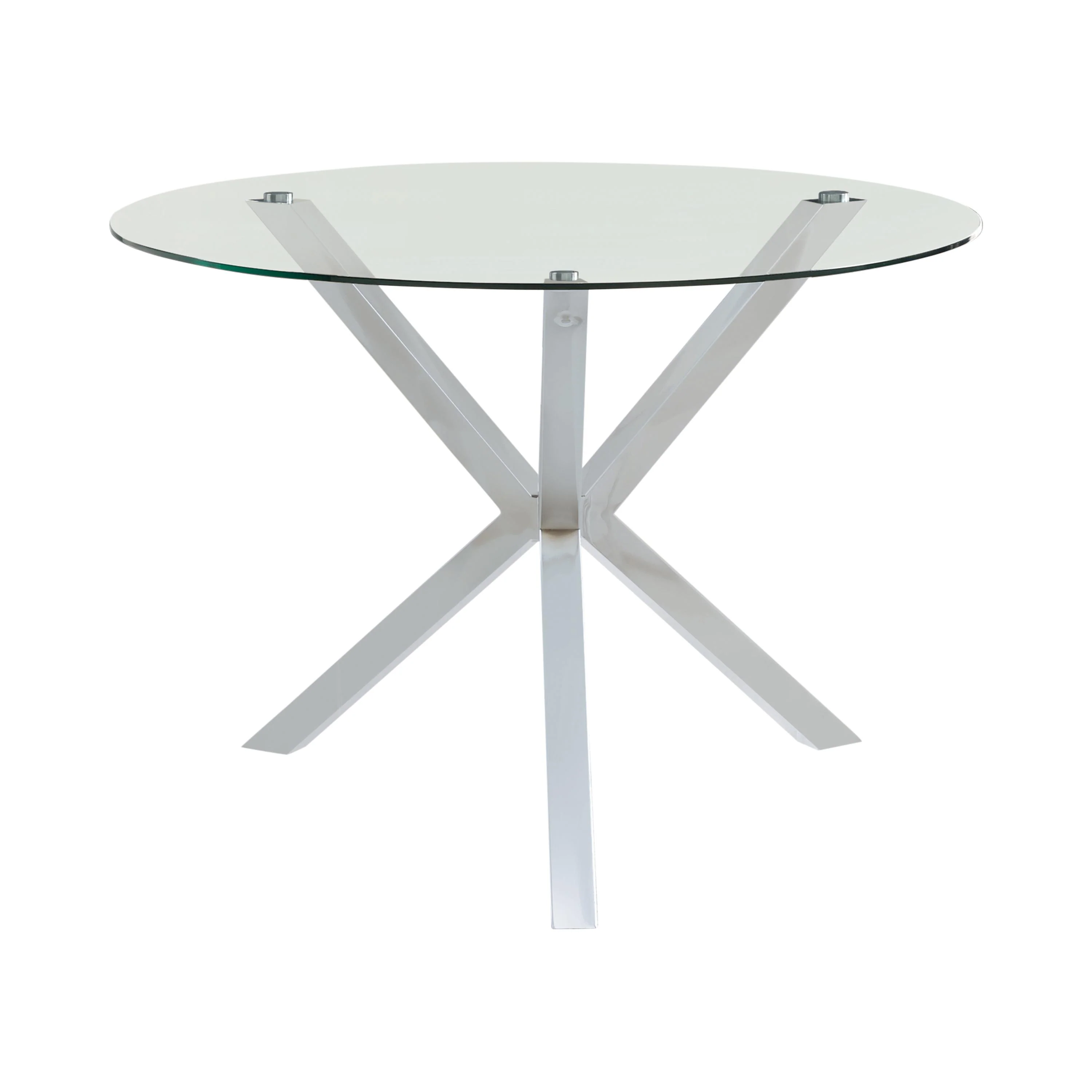 Coaster Furniture Vance 120760 Round 41-inch Glass Top Asterisk Dining Table - Chrome - Image 1