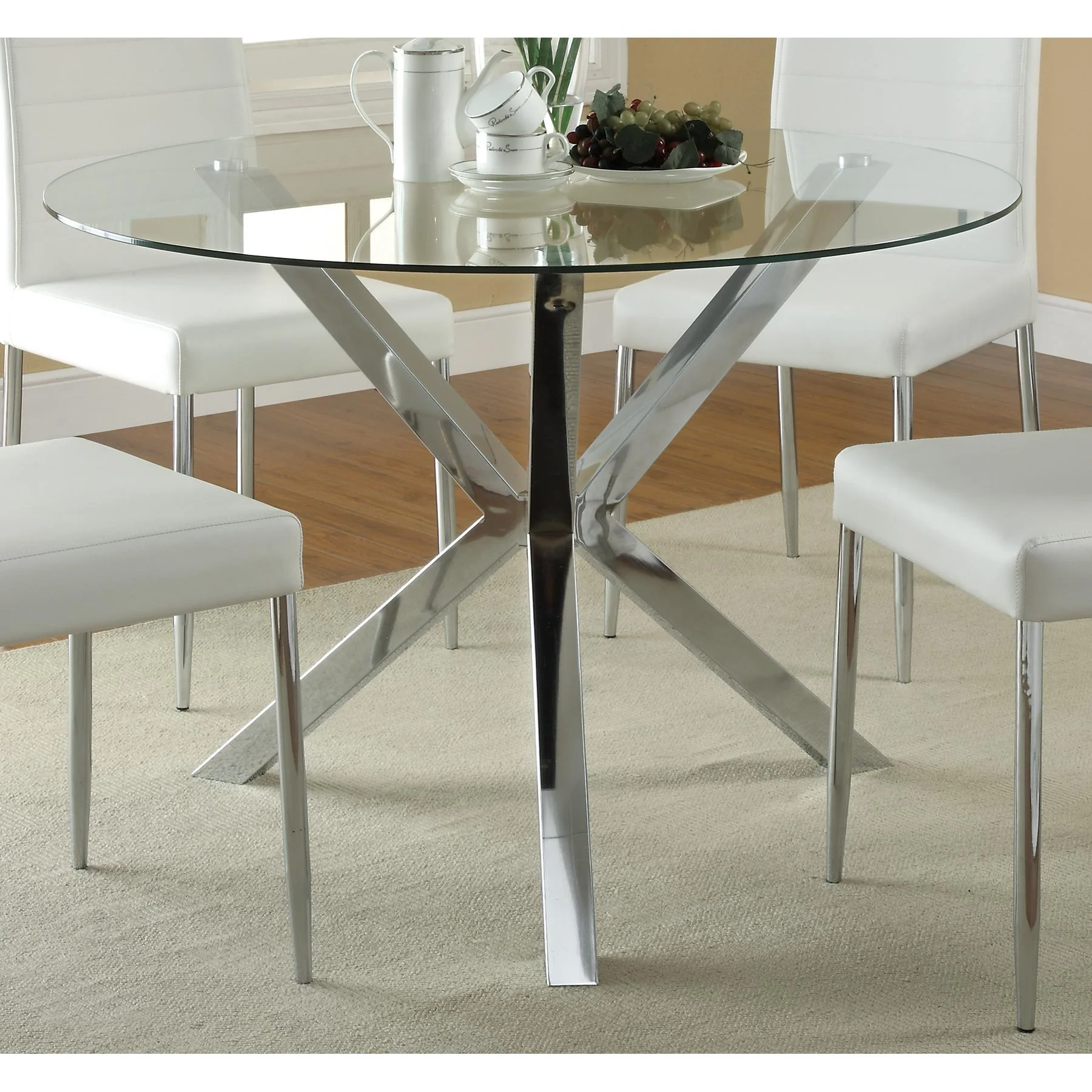 Coaster Furniture Vance 120760 Round 41-inch Glass Top Asterisk Dining Table - Chrome - Image 2
