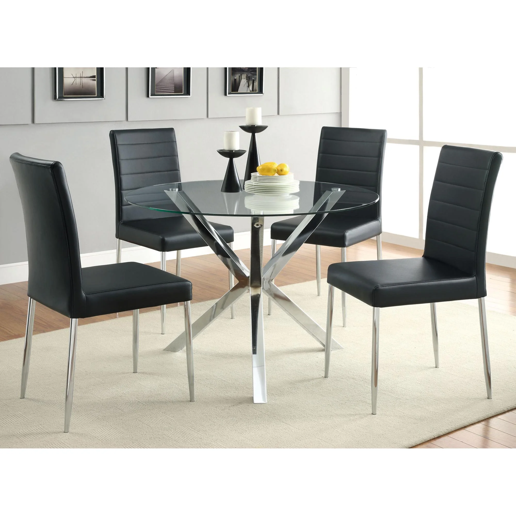 Coaster Furniture Vance 120760 Round 41-inch Glass Top Asterisk Dining Table - Chrome - Image 3