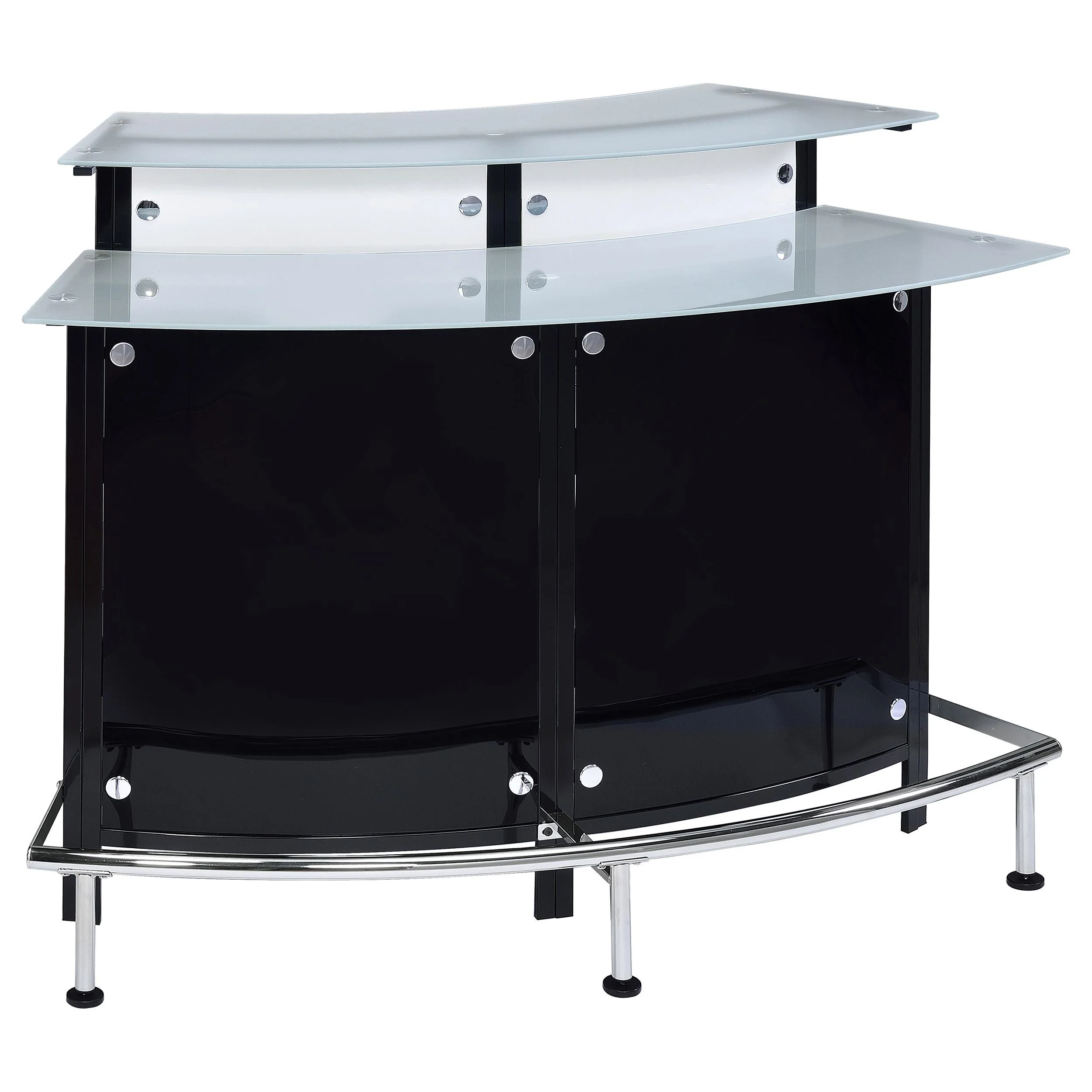 Coaster Furniture Keystone 100139 Curved Glass Top Home Bar Wine Cabinet – Black