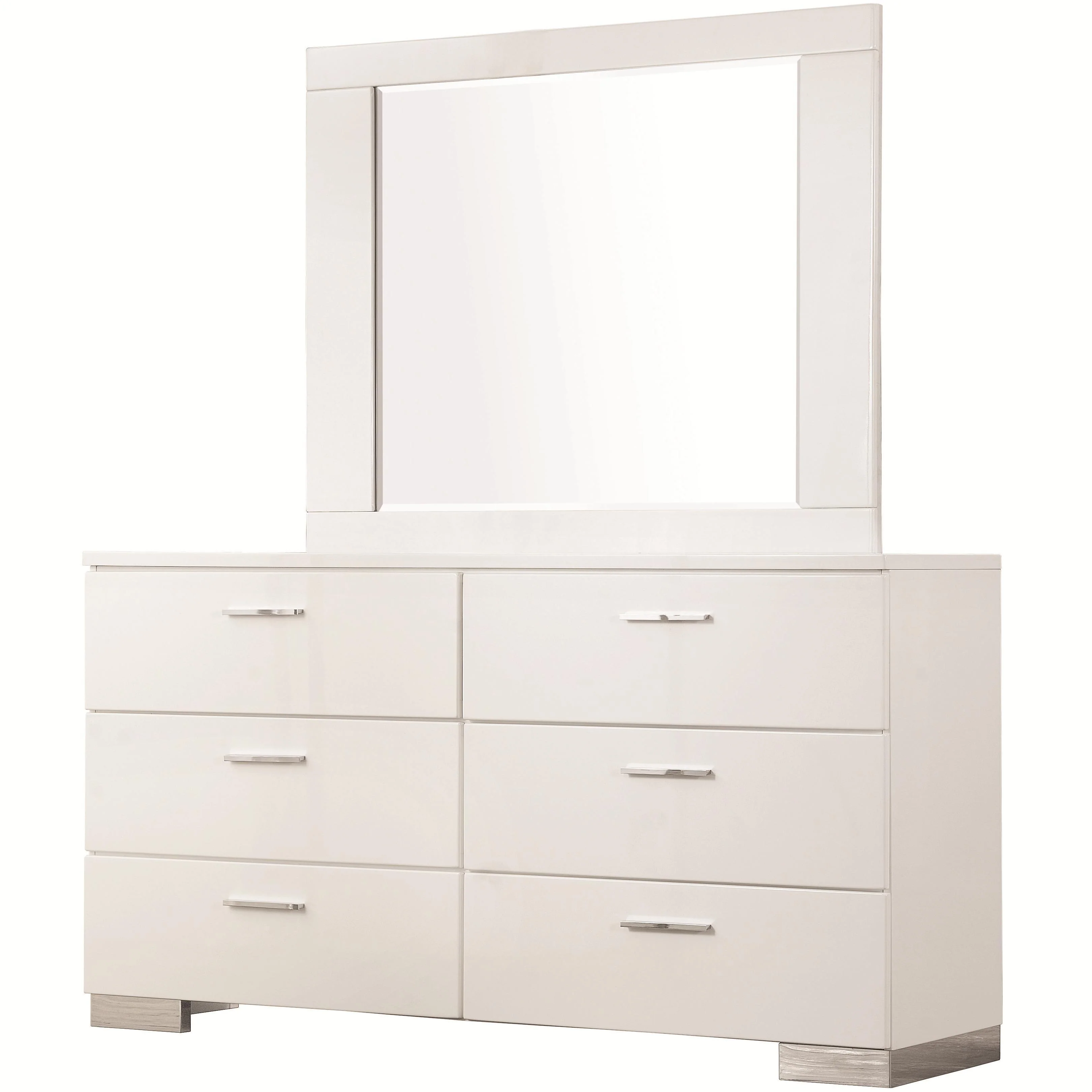 Coaster Furniture Felicity 203504 Dresser Mirror - White High Gloss - Image 2