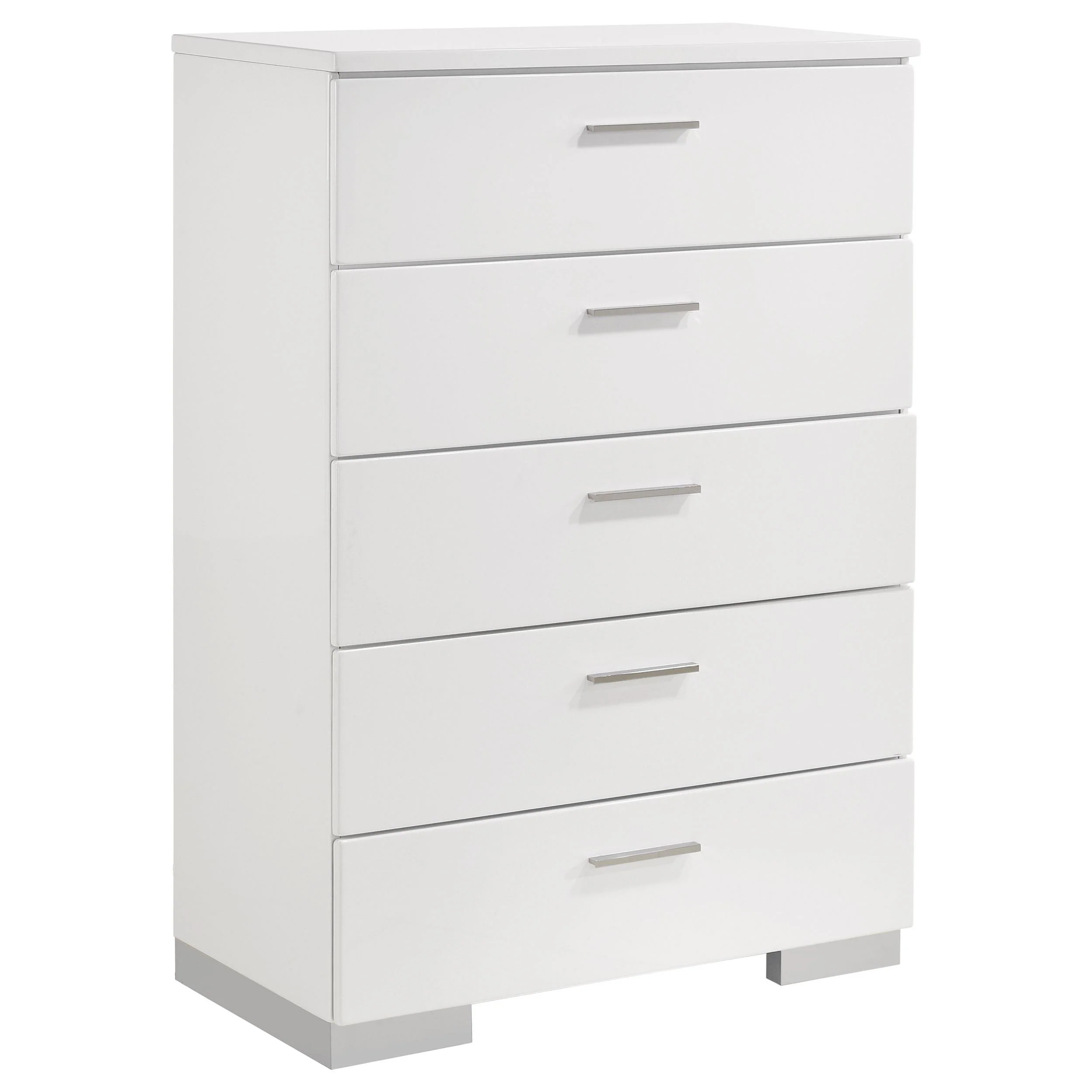 Coaster Furniture Felicity 203505 5-Drawer Bedroom Chest - White High Gloss - Image 1