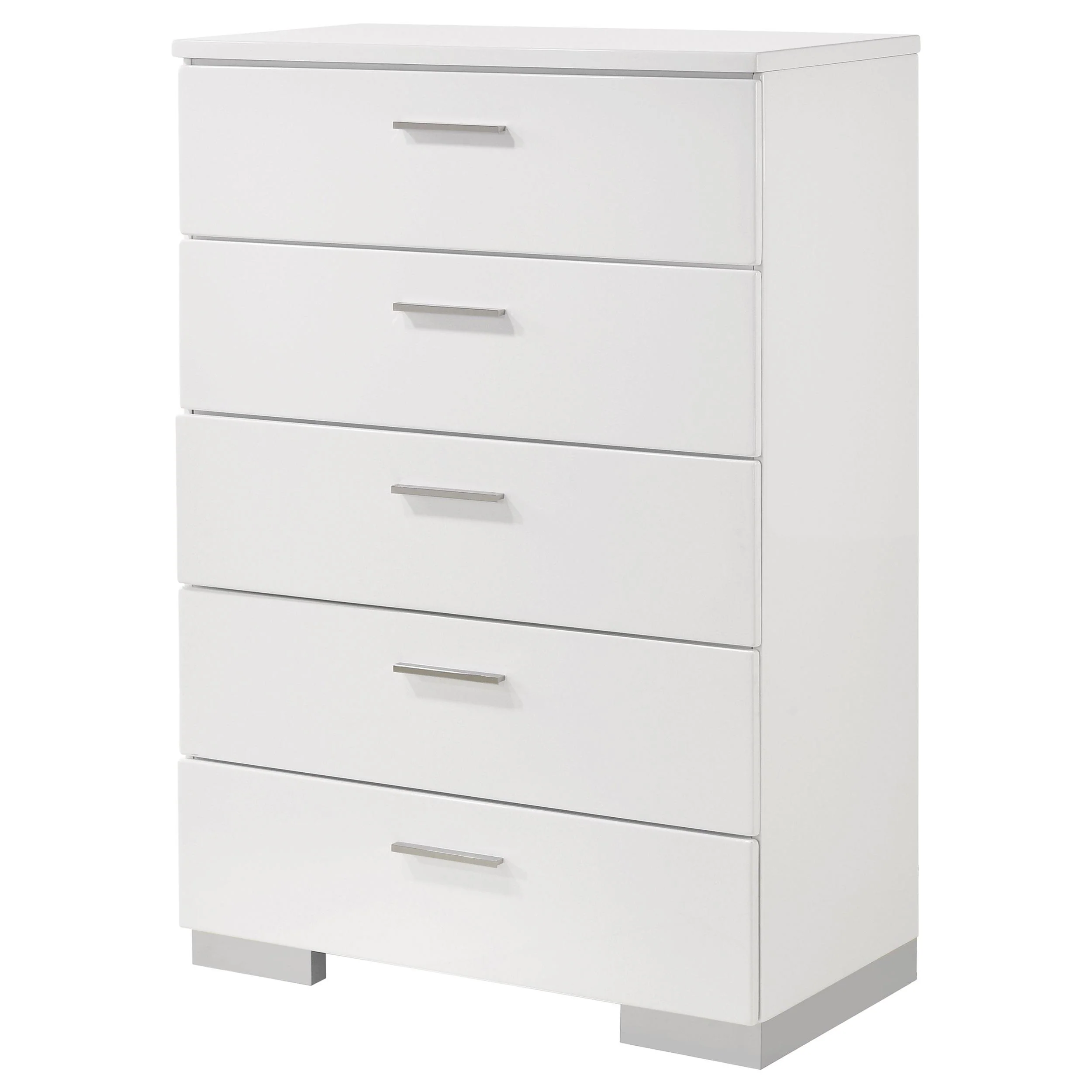 Coaster Furniture Felicity 203505 5-Drawer Bedroom Chest - White High Gloss - Image 3