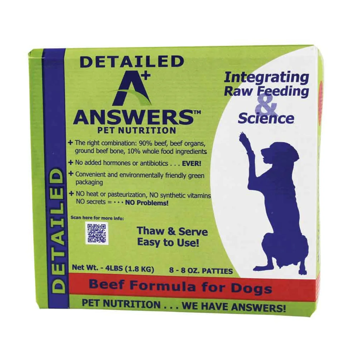 Answers - Mighty Raw Beef Patties Dog Food 8oz - Image 1