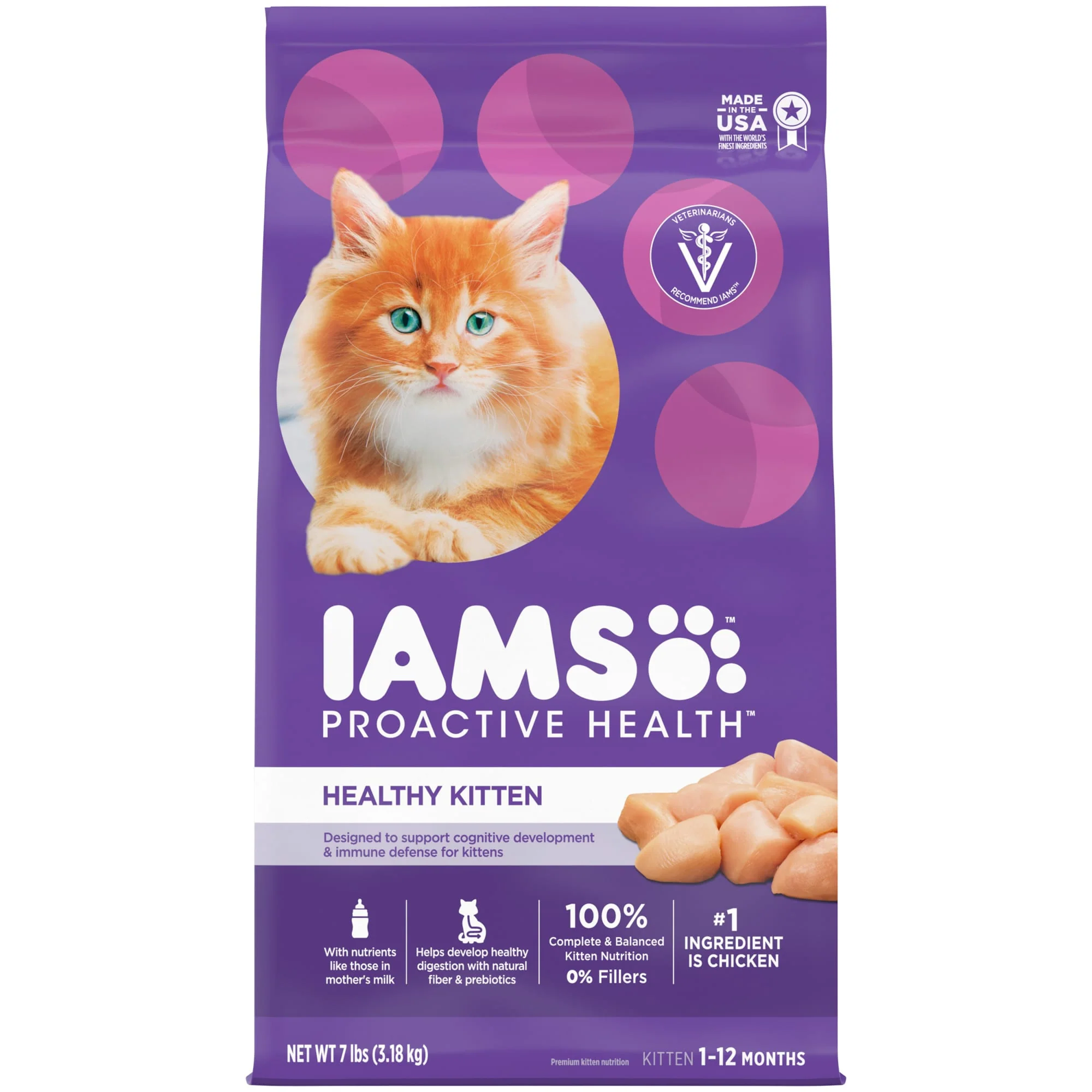 IAMS PROACTIVE HEALTH Healthy Kitten Dry Cat Food with Chicken  7 lb. Bag - Image 1