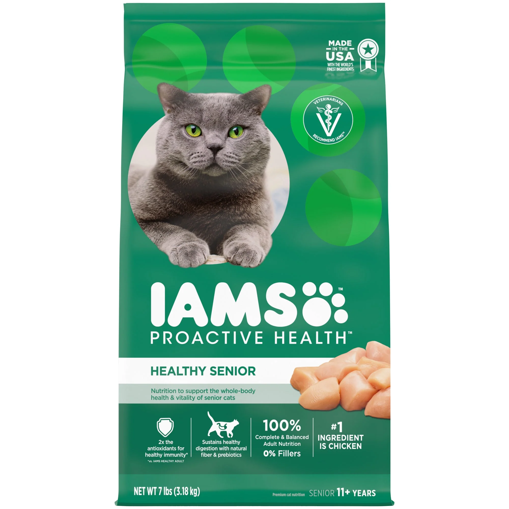 IAMS PROACTIVE HEALTH Healthy Senior Dry Cat Food with Chicken  7 lb. Bag - Image 1