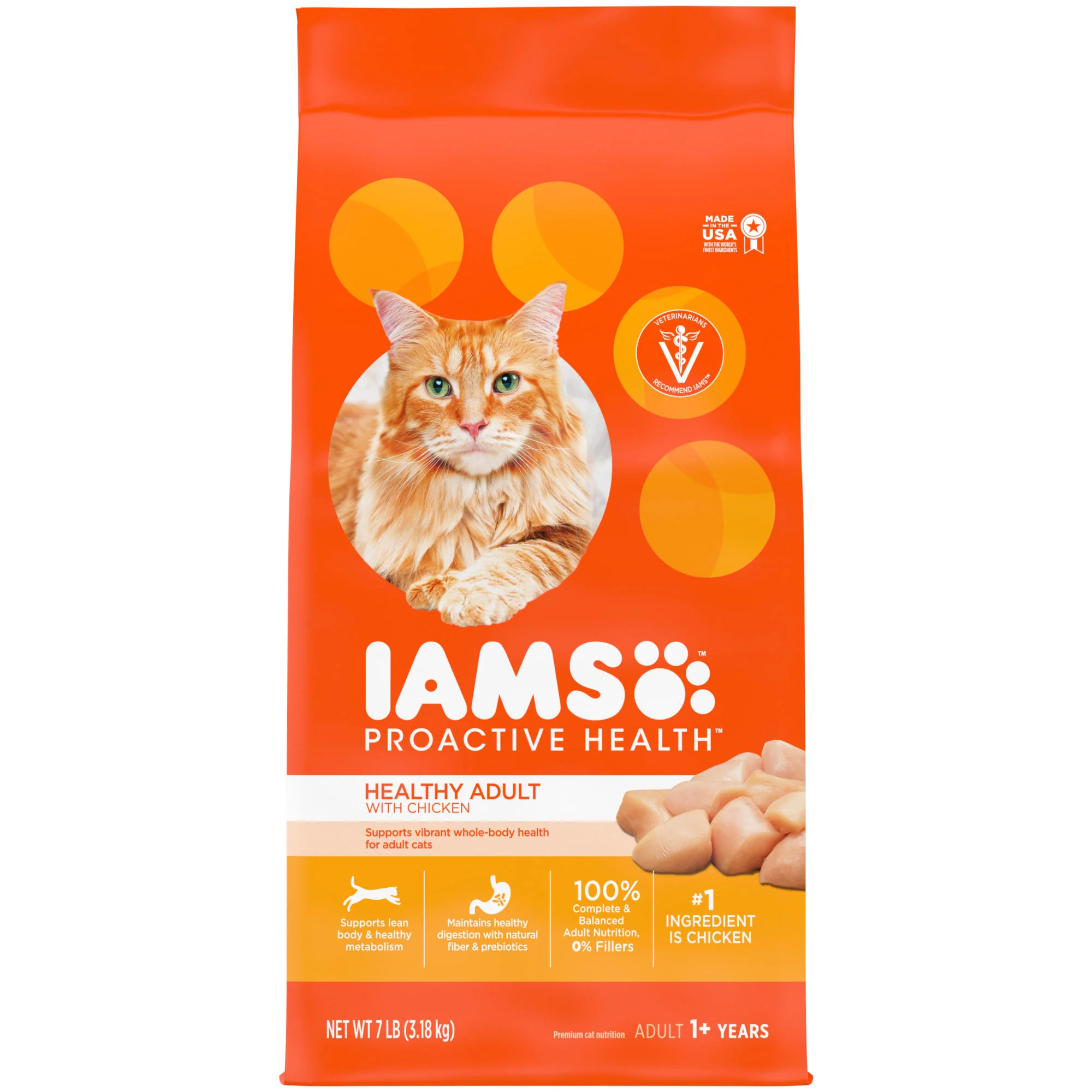 IAMS PROACTIVE HEALTH Healthy Adult Dry Cat Food with Chicken  7 lb. Bag - Image 1