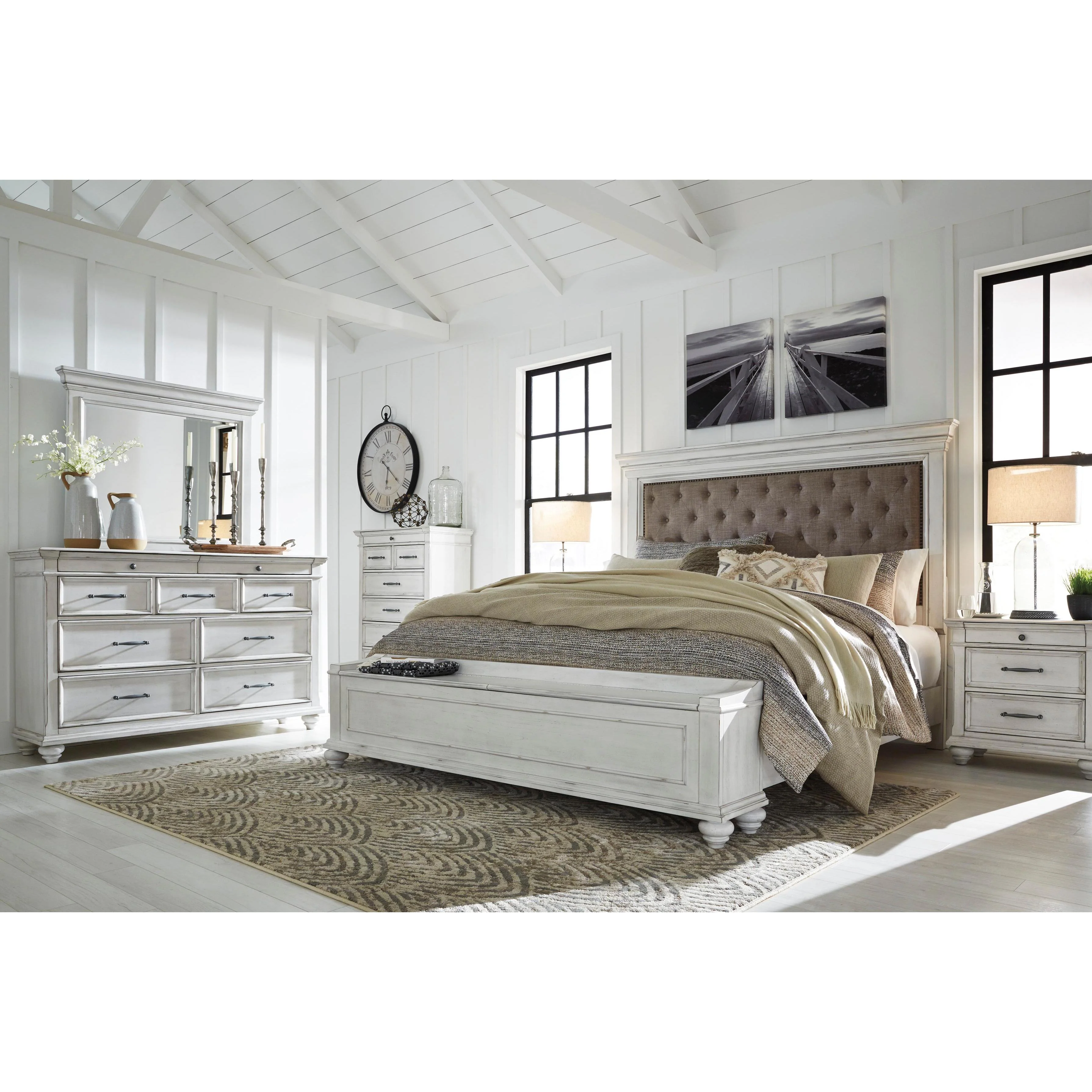 Benchcraft Kanwyn B777 8 pc Queen Upholstered Panel Storage Bedroom Set - Image 1