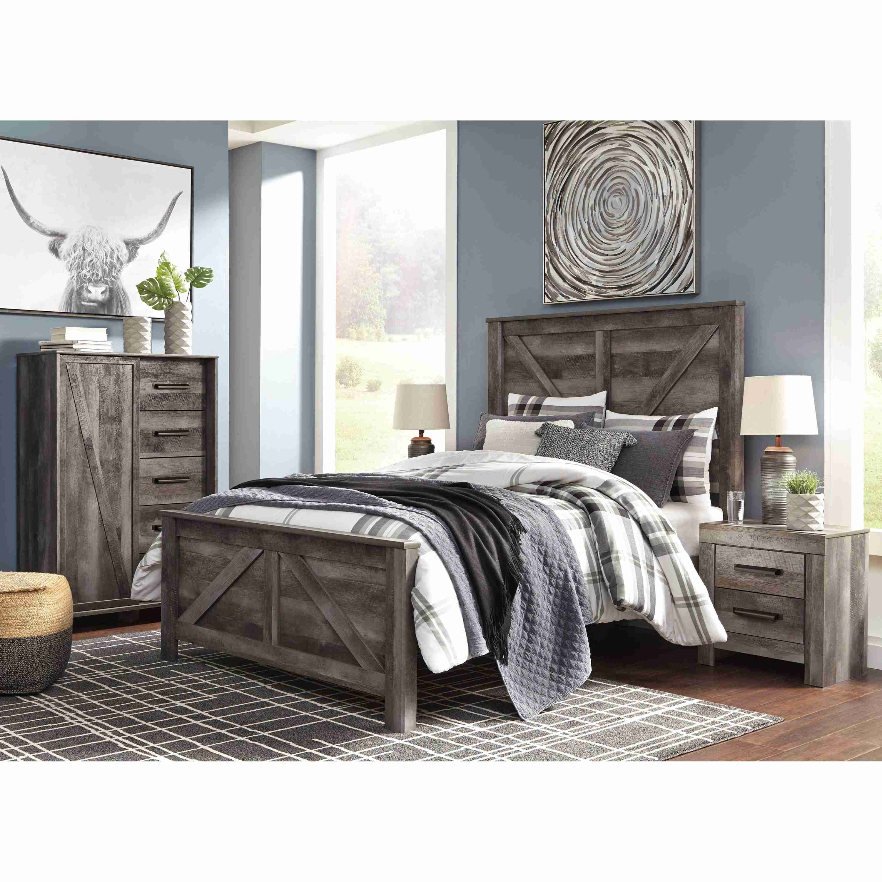 Signature Design by Ashley Wynnlow B440 5 pc Queen Crossbuck Panel Bedroom Set - Image 2