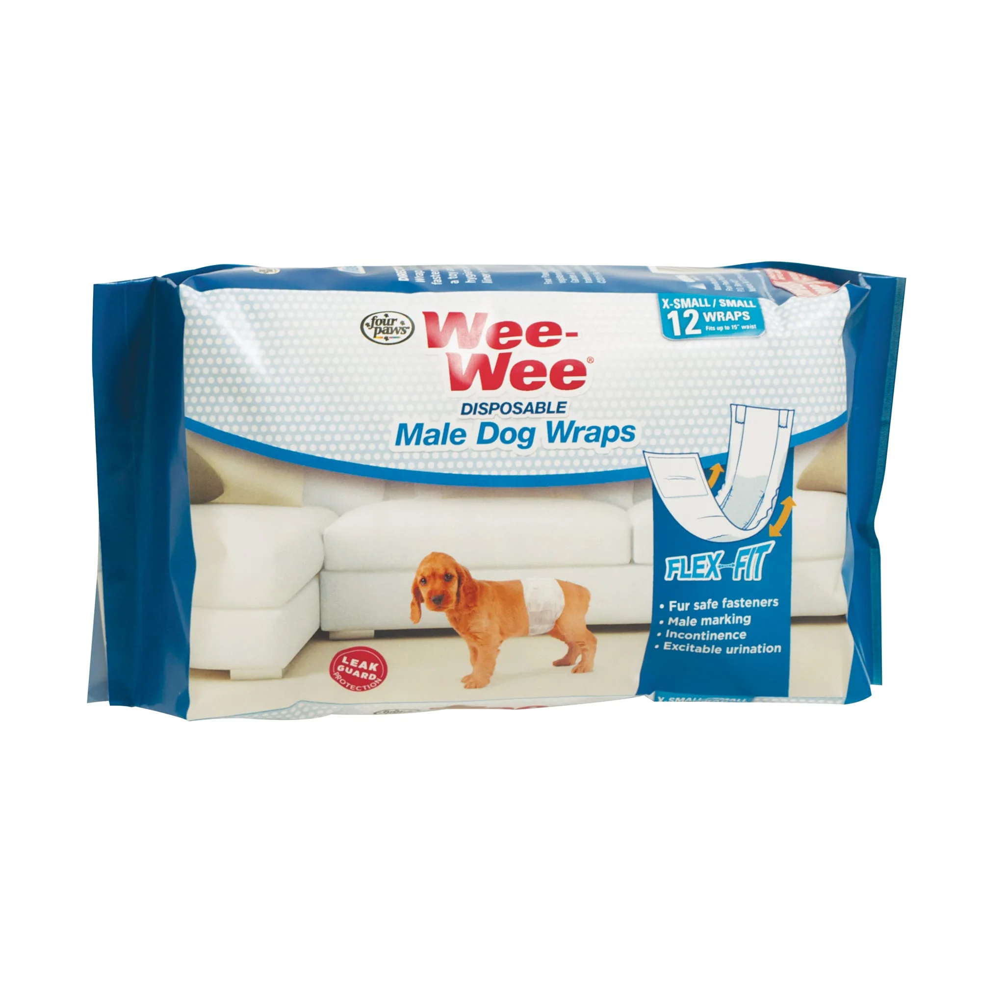 Four Paws Wee-Wee Disposable Male Dog Wraps 12 Count X-Small / Small - Image 1
