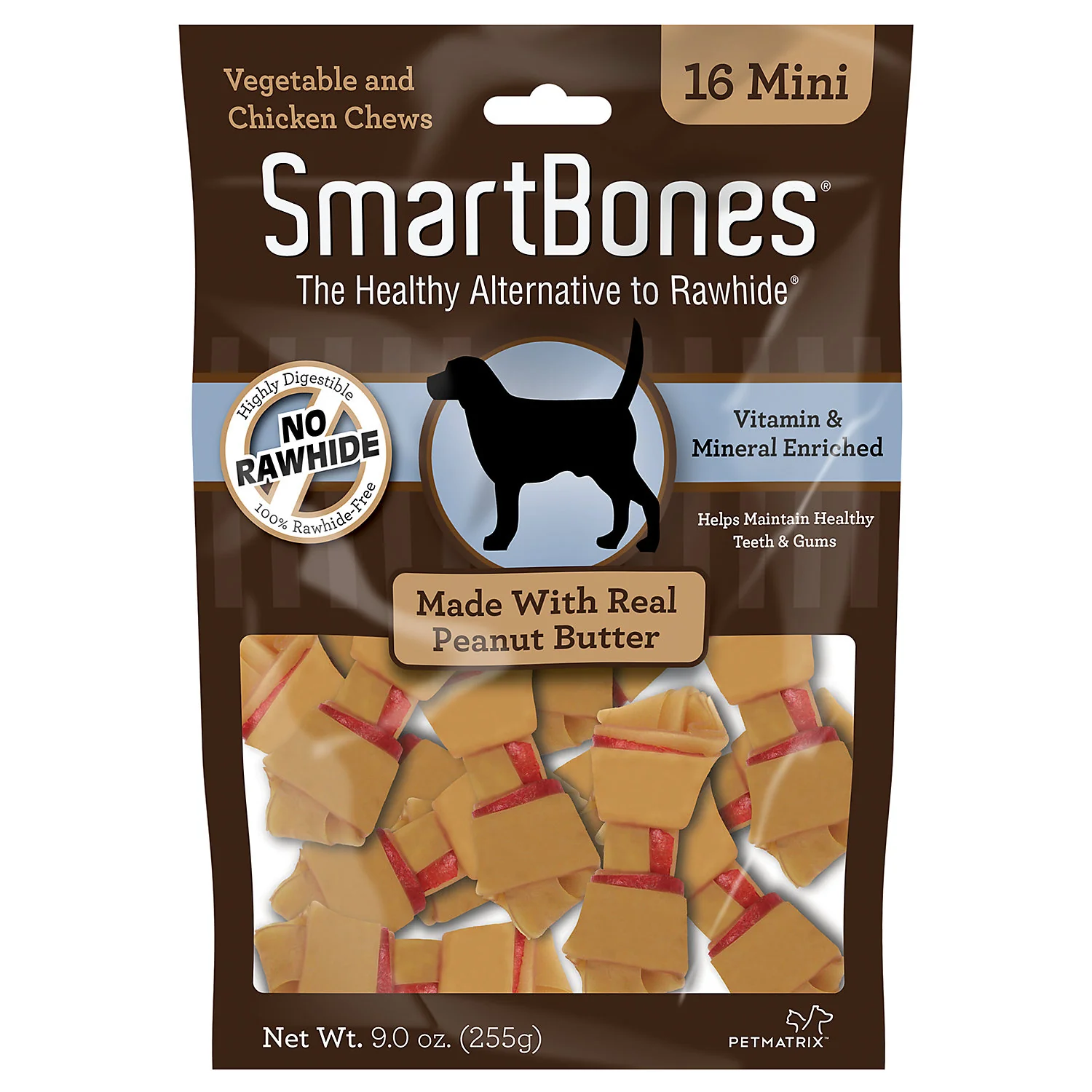 SmartBones Peanut Butter Mini Bones for Dogs  Rawhide-Free 16 Pk - Image 1