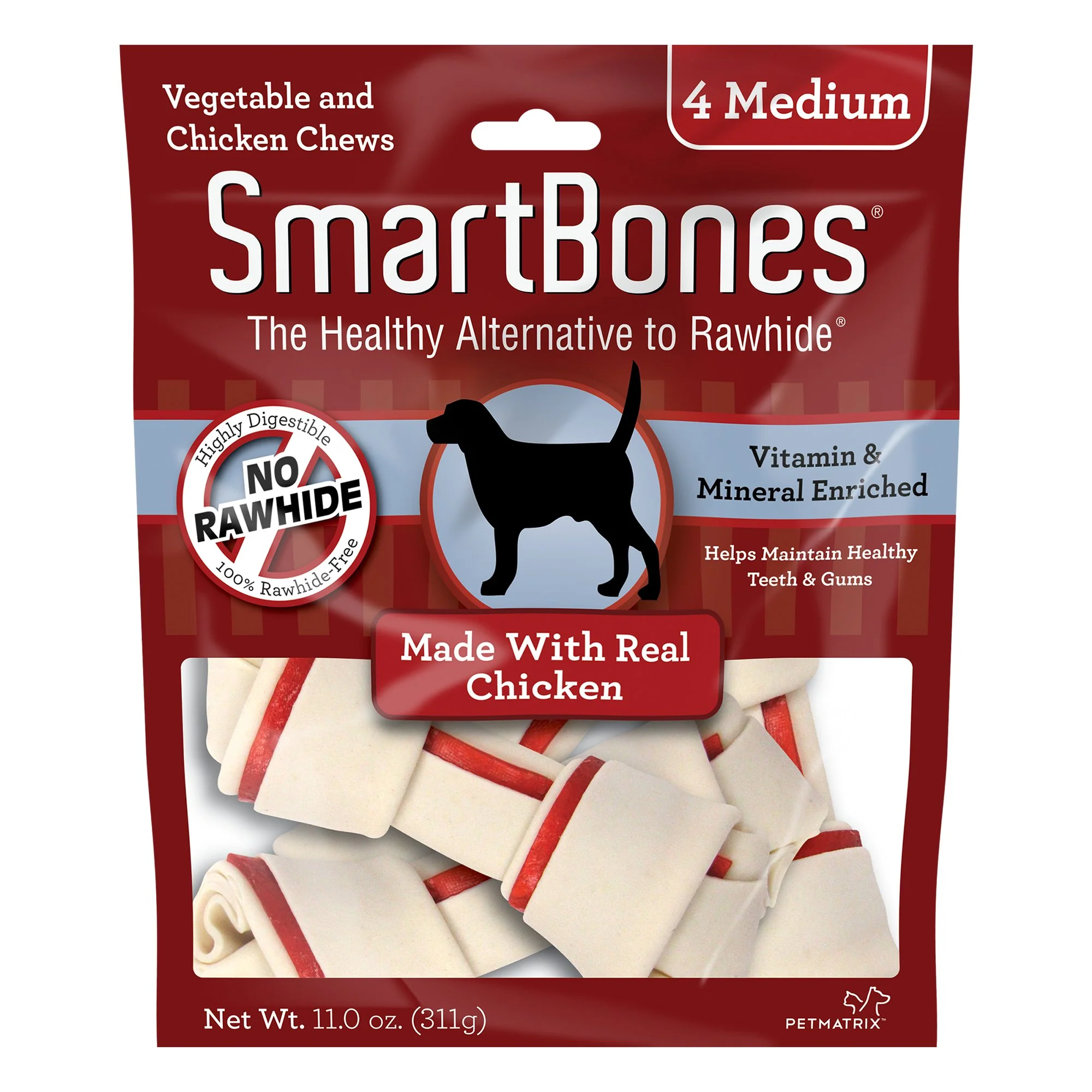 SmartBones Medium Chews With Real Chicken 4 Count  Rawhide-FreeChews For Dogs - Image 1