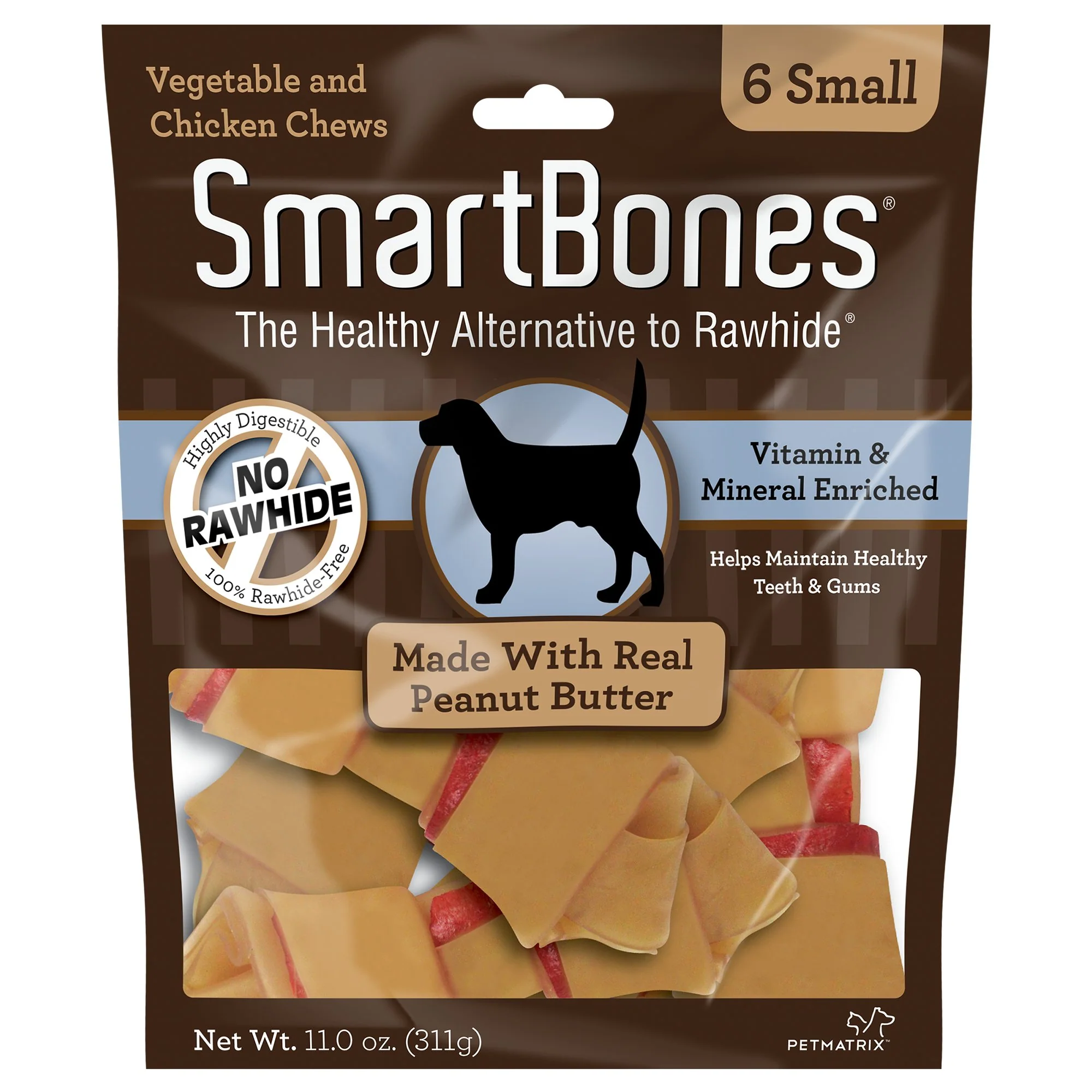 SmartBones Small Chews With Real Peanut Butter 6 Count  Rawhide-FreeChews For Dogs - Image 1