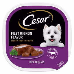 CESAR Wet Dog Food Classic Loaf in Sauce Filet Mignon Flavor, 3.5 oz. Easy Peel Trays - Image 1