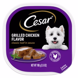 CESAR Wet Dog Food Classic Loaf in Sauce Grilled Chicken Flavor, 3.5 oz. Easy Peel Trays - Image 1