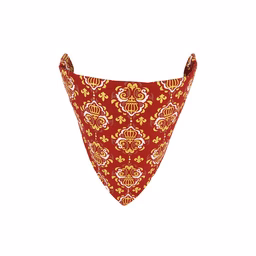 Coastal Accent Metallic 7in by 10in Over the Collar Dog Bandana, Royal Burgundy Crowns - Image 1