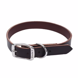 Coastal Circle T 3/8in Wide 12in  Leather Town Dog Collar, Latigo - Image 1