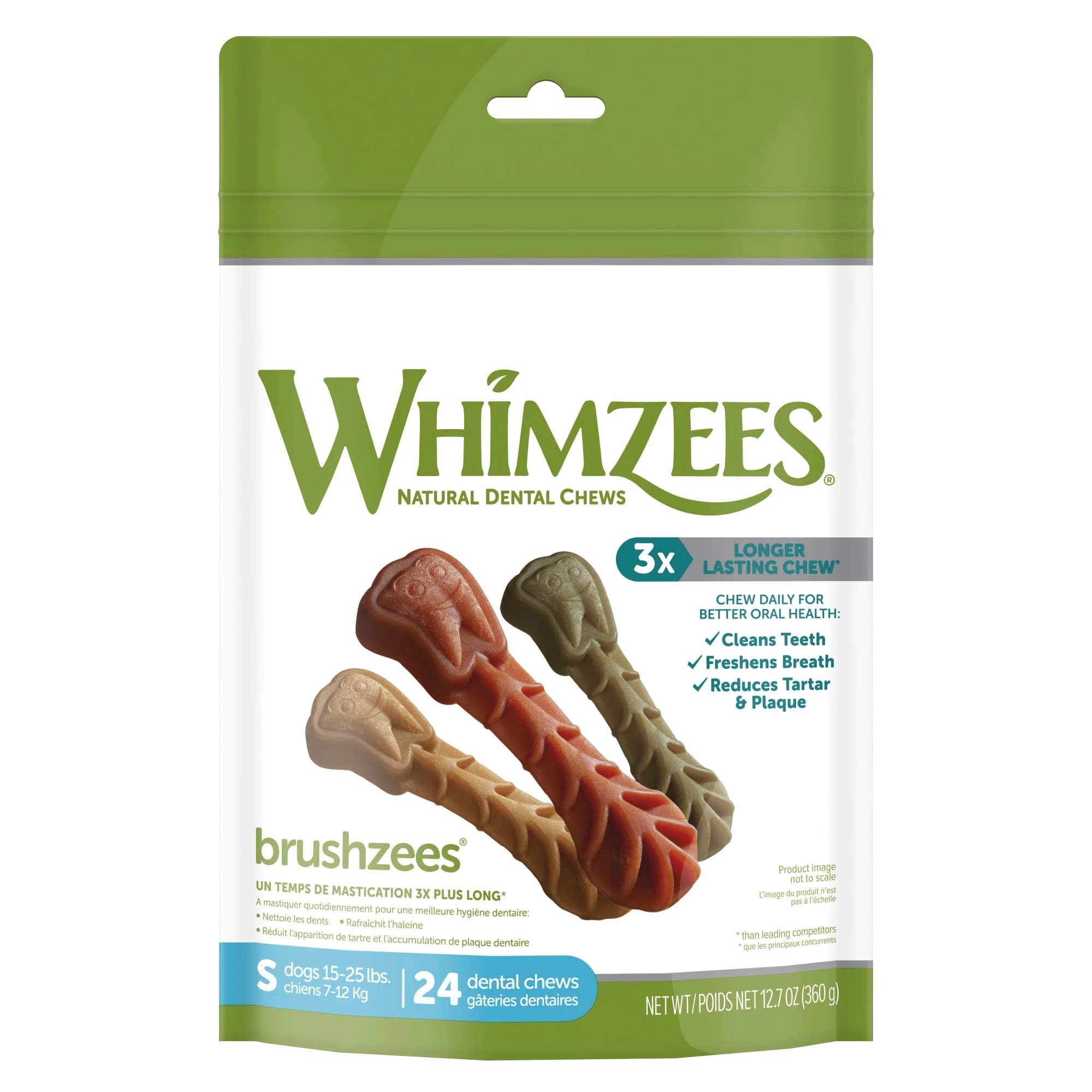 WHIMZEES Natural Grain Free Daily Dental Long Lasting Dog Treats  Brushzees  Small  Bag of 24 - Image 1