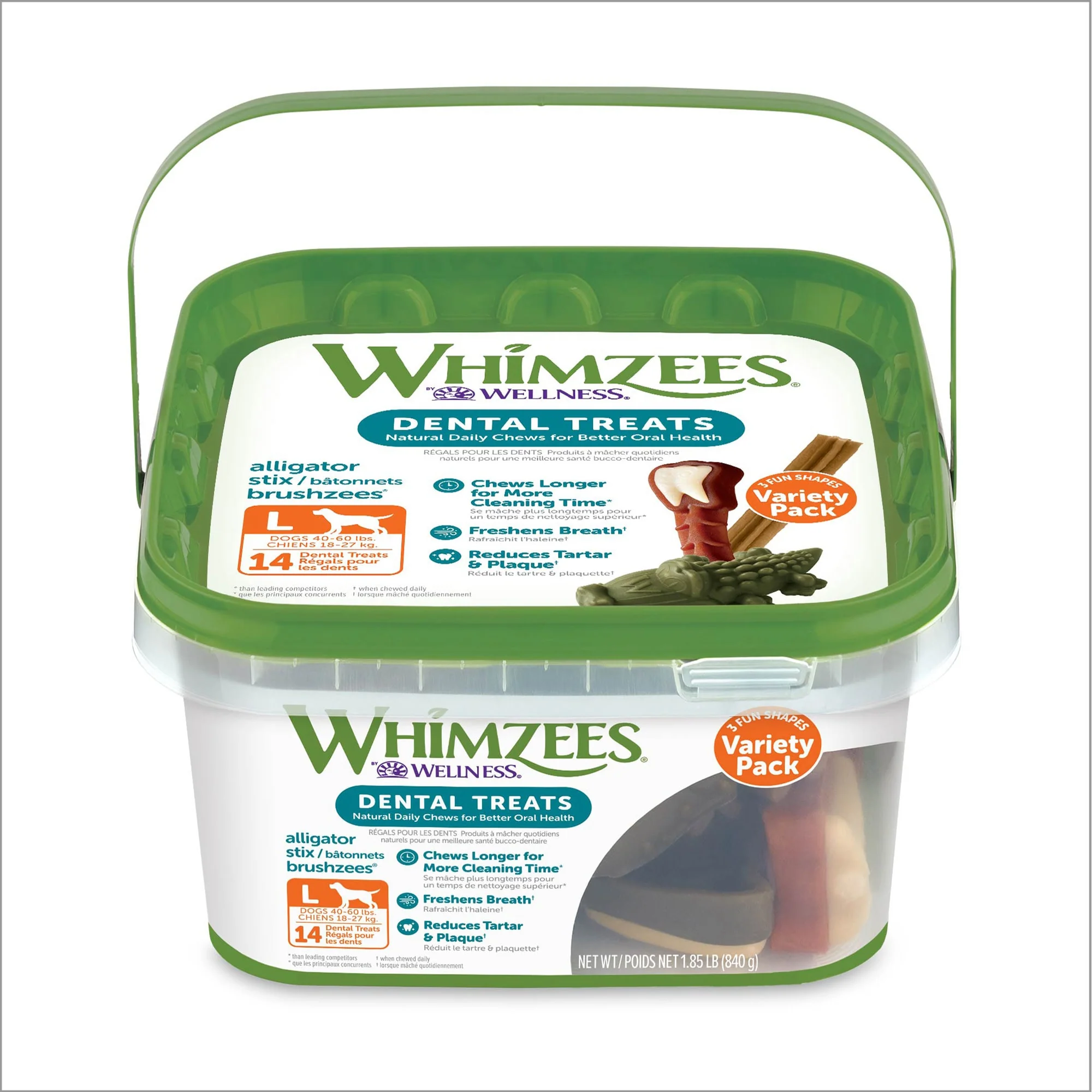 WHIMZEES Natural Grain Free Daily Dental Long Lasting Dog Treats  Variety Box  Large  14 Count - Image 1