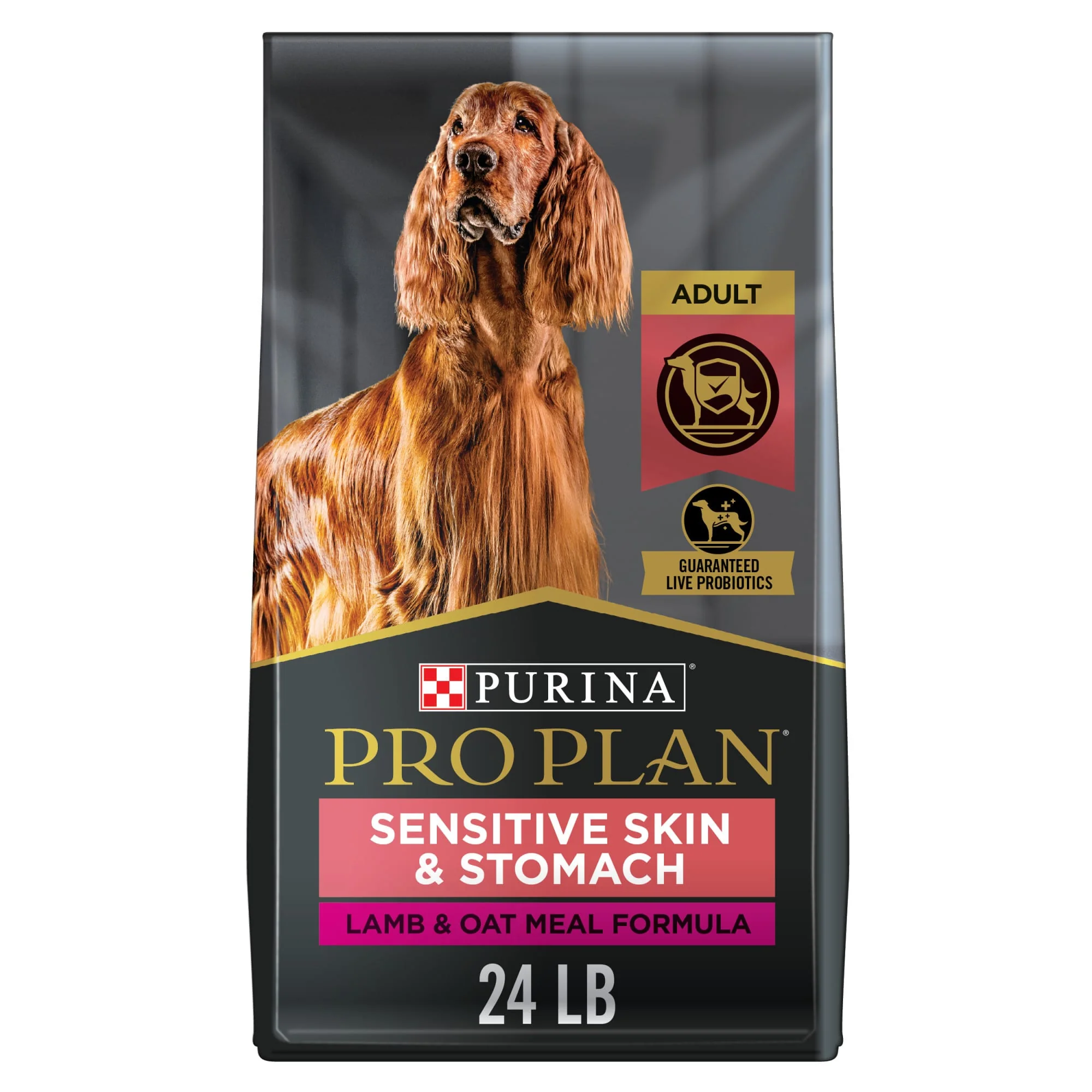 Purina Pro Plan Sensitive Skin and Sensitive Stomach Dog Food With Probiotics for Dogs  Lamb & Oat Meal Formula  24 lb. Bag - Image 1