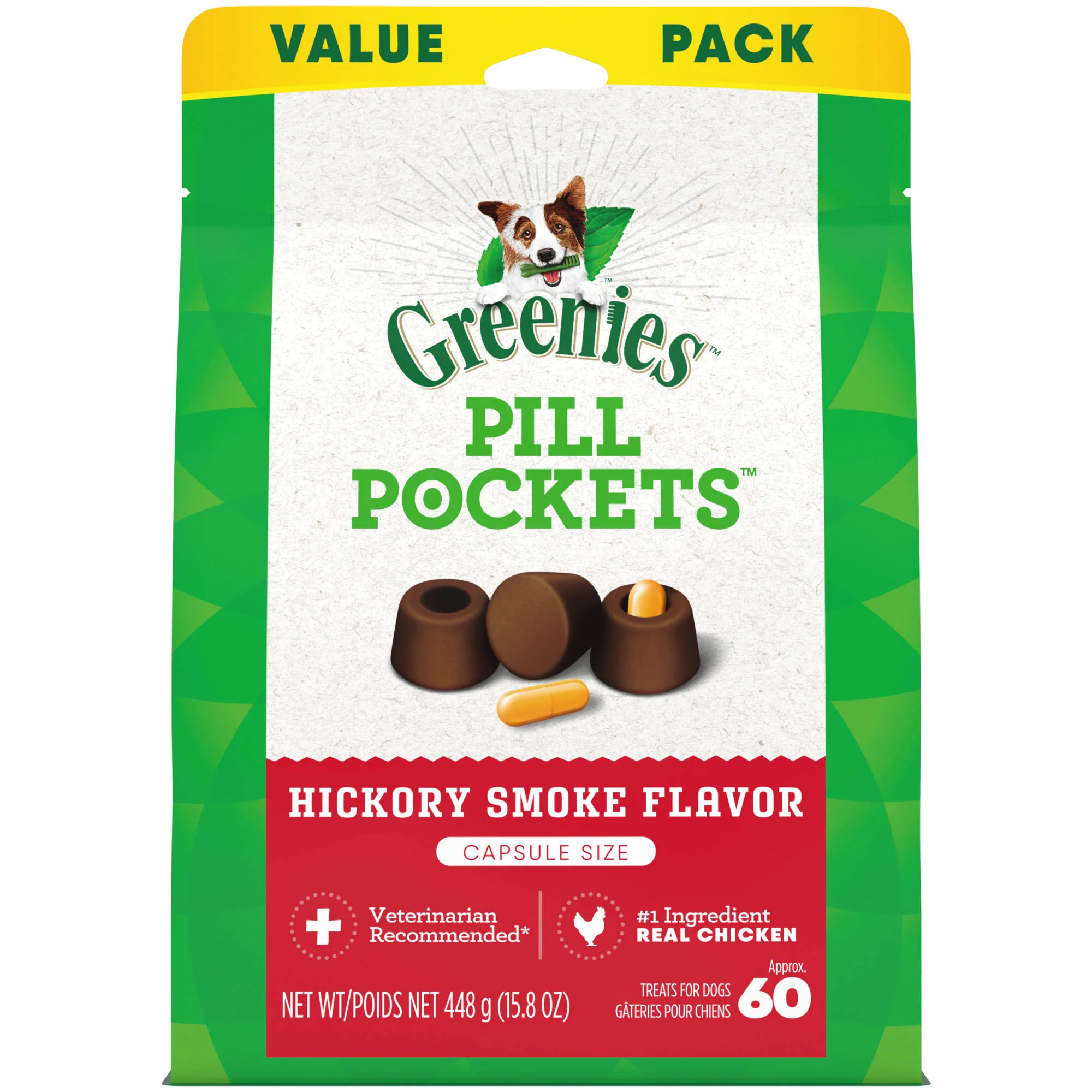 GREENIES PILL POCKETS Hickory Smoke Flavor Capsule-Size Natural Soft Treats for Dogs  15.8 oz Pouch - Image 1
