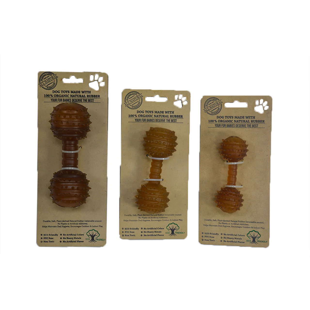 IndiPets Organic Rubber Studded Dumbbell Dog Toy Medium - Image 1