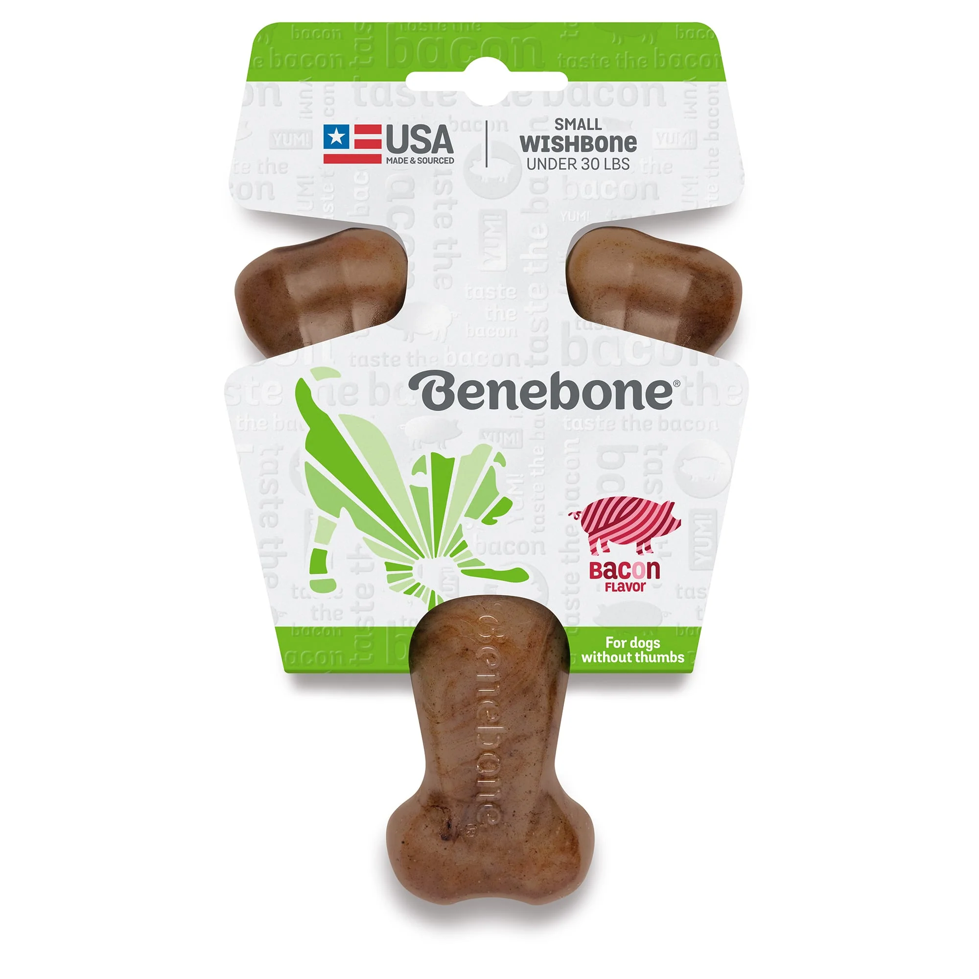 Benebone Real Bacon Durable Wishbone Dog Chew Toy  Small - Image 1