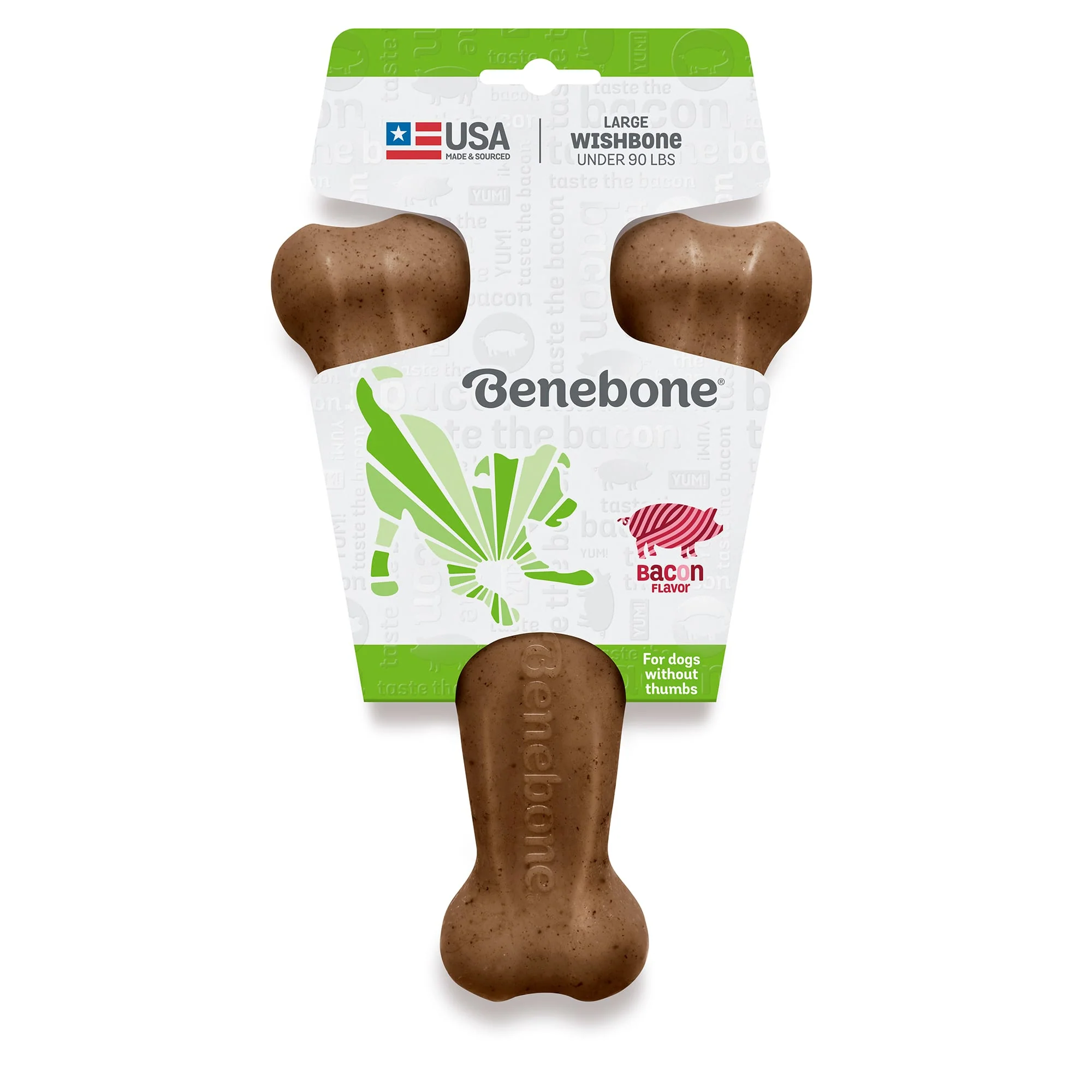 Benebone Real Bacon Durable Wishbone Dog Chew Toy  Large - Image 1