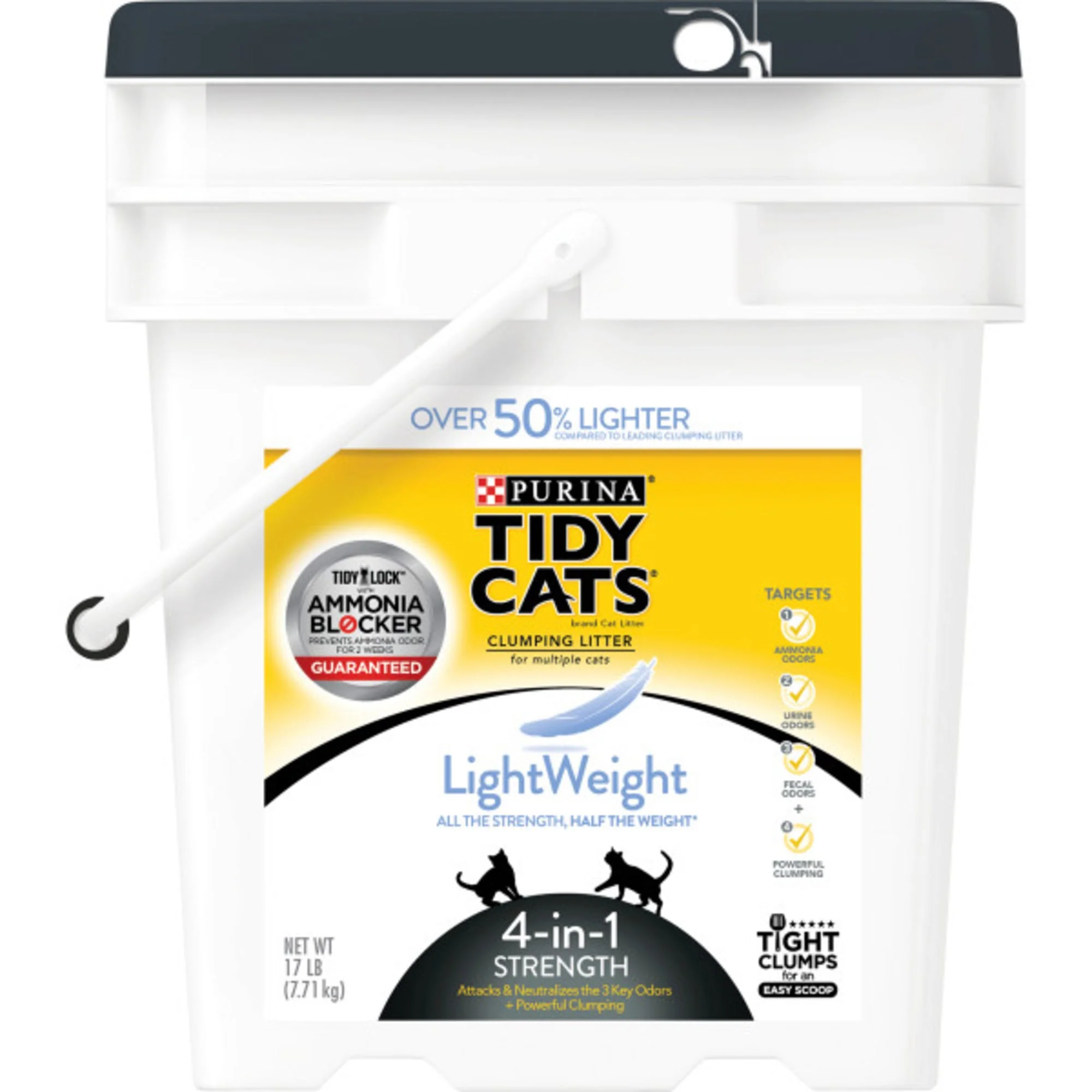 Purina Tidy Cats Light Weight  Low Dust  Clumping Cat Litter  LightWeight 4-in-1 Strength Cat Litter  17 lb. Pail - Image 1