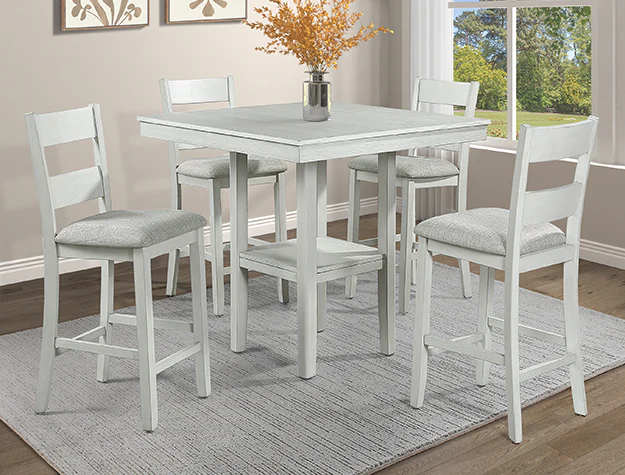 2631SET-DW Crown Mark LESTER 5-PK Counter Height Table Set DRIFTWOOD