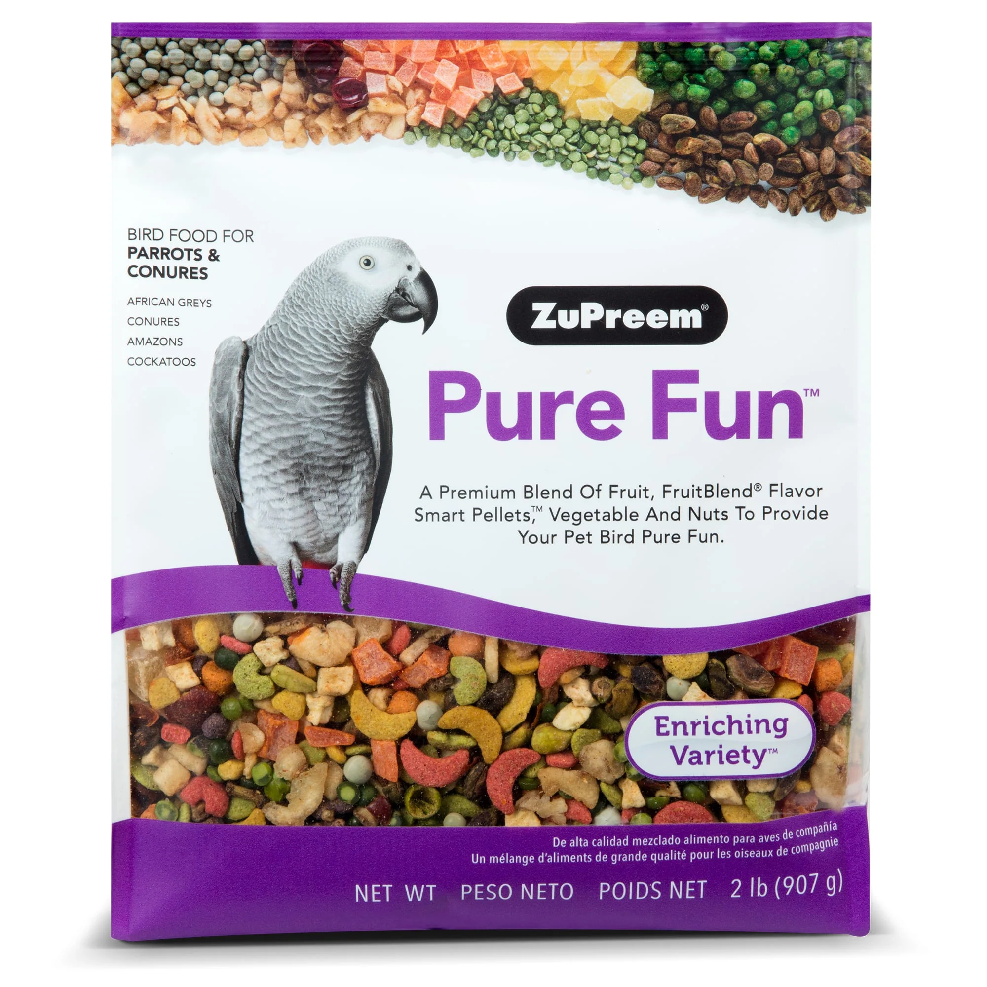 ZuPreem Pure Fun Bird Food For Parrots and Conures 2lb - Image 1