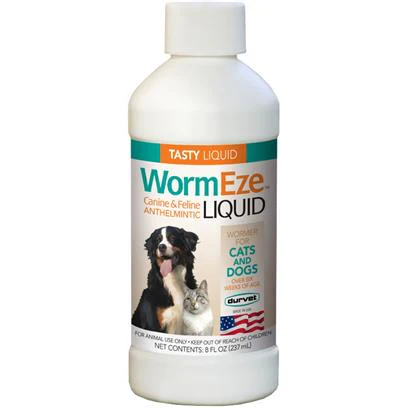 Durvet Wormeze Liquid Canine Andamp Feline Antihelmintic  8 Oz - Image 1