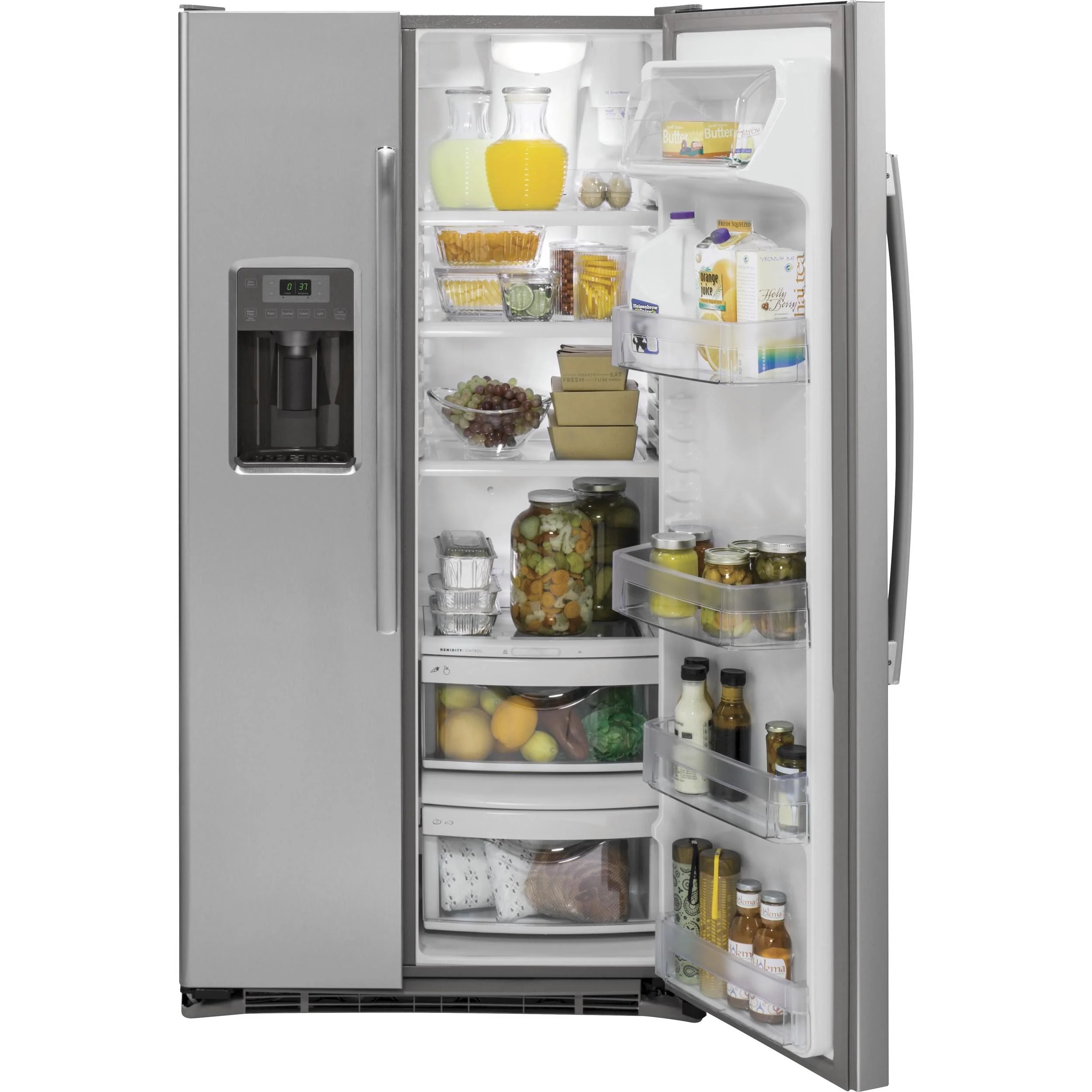 GE 36-inch, 21.9 cu. ft. Counter-Depth Side-by-Side Refrigerator with Ice and Water Dispenser GZS22DSJSS - Image 2