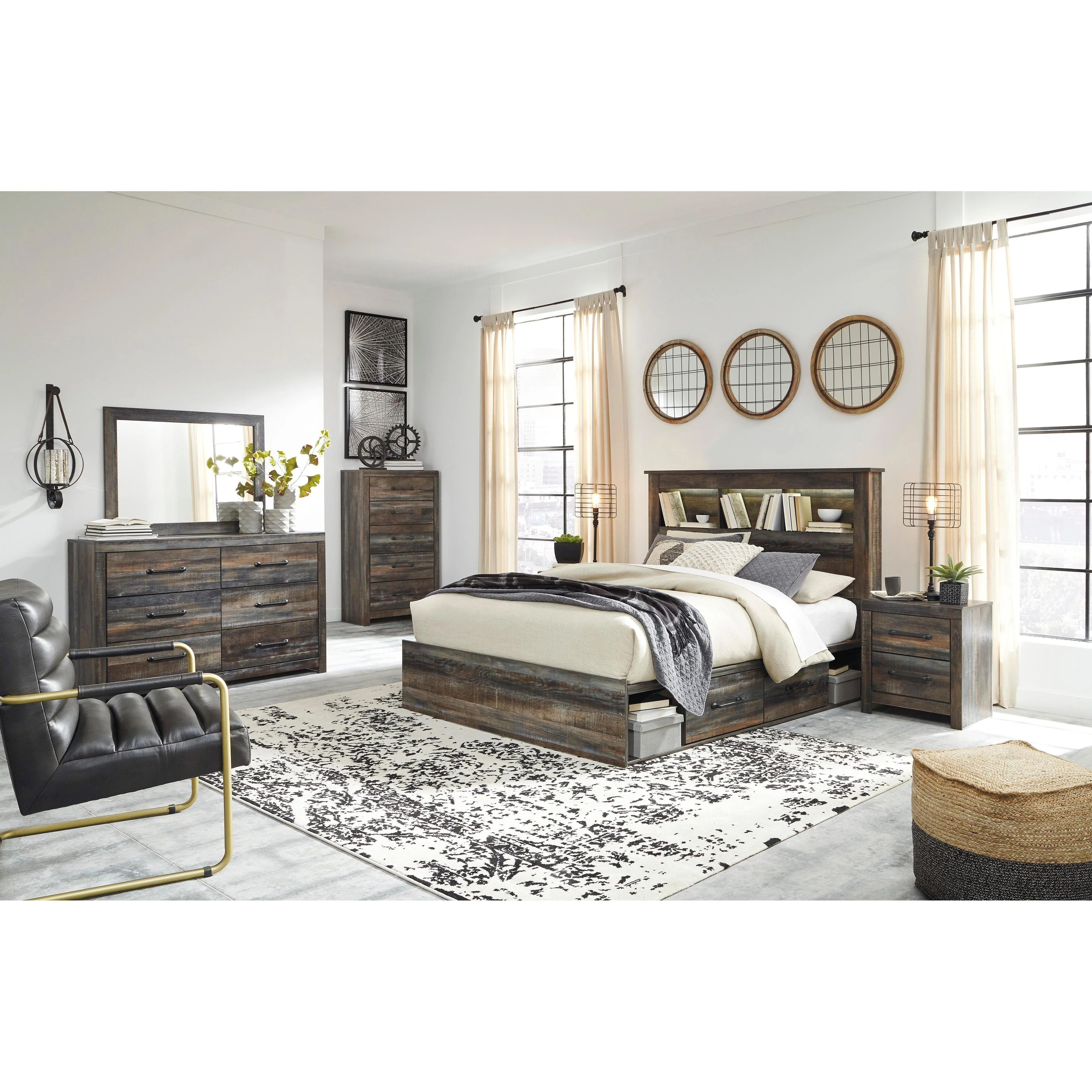 Signature Design by Ashley Drystan B211 5 pc Queen Bookcase Storage Bedroom Set - Image 1