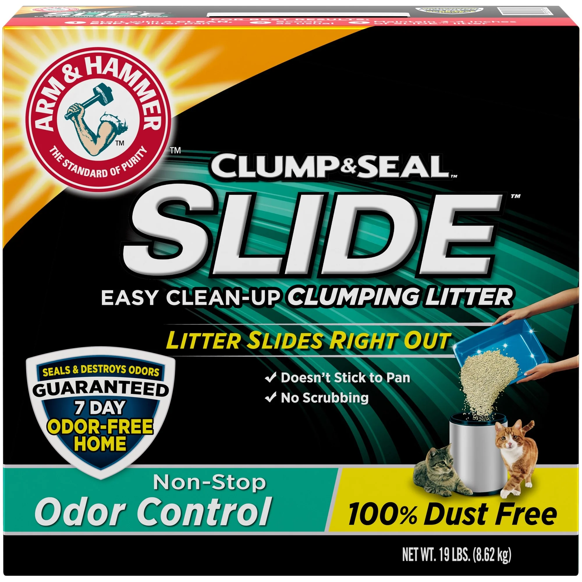 ARM; HAMMER Slide Easy Clean-Up Clumping Litter Non-Stop Odor Control, 19 Lb. - Image 1
