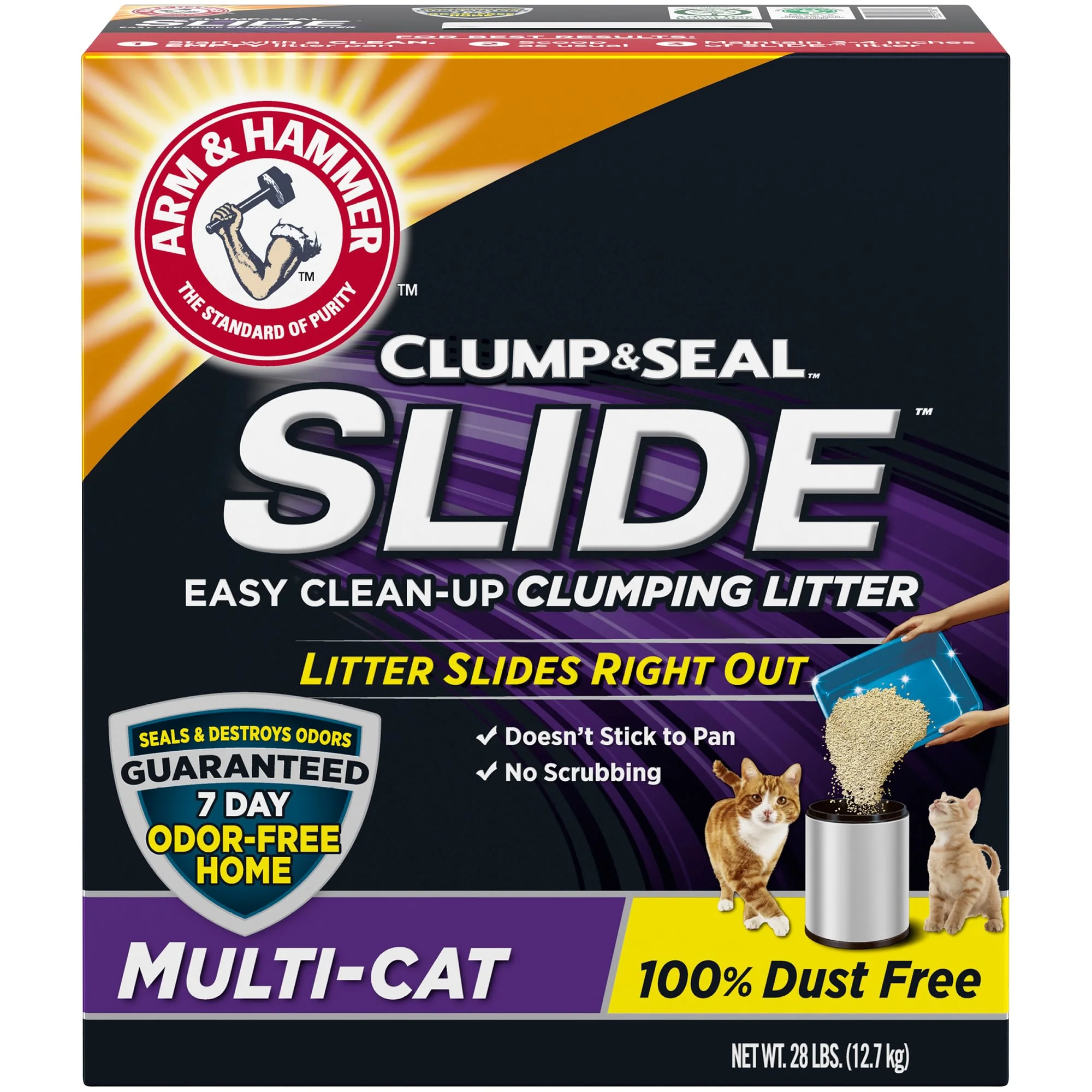 Arm & Hammer SLIDE Easy Clean-Up Multi-Cat Clumping Cat Litter  28lb - Image 1