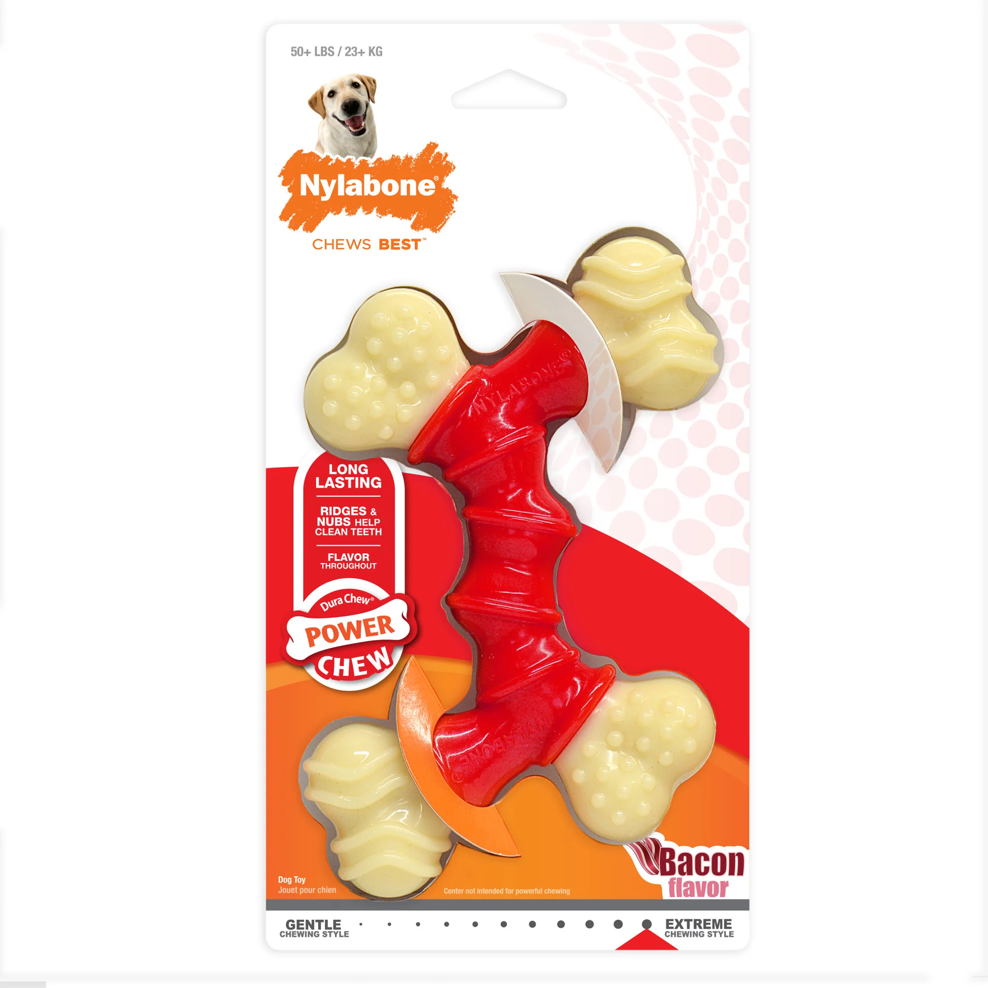 Nylabone Power Chew Dura Chew Double Bone Bacon Dog Chew Toys  X-Large - Image 1