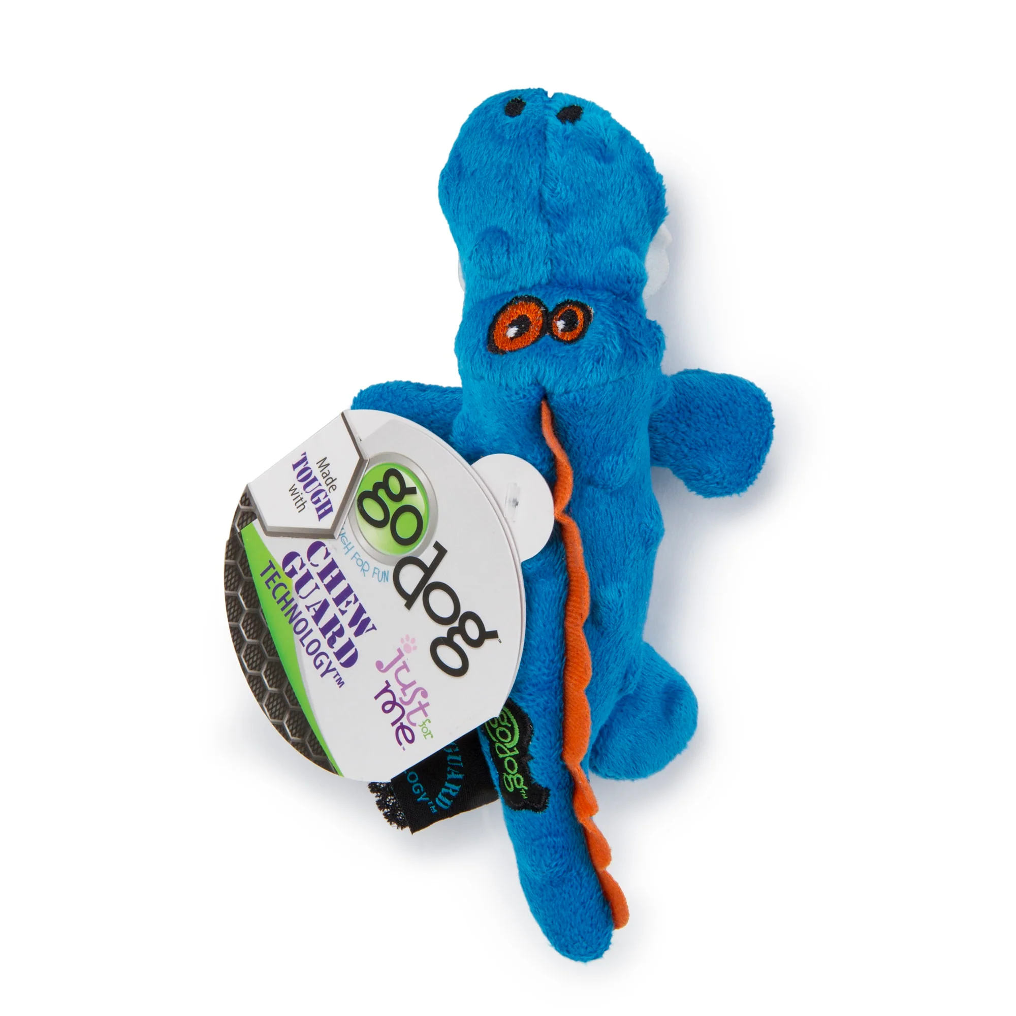 goDog Gators Just for Me Durable Plush Squeaker Dog Toy Blue - Image 1