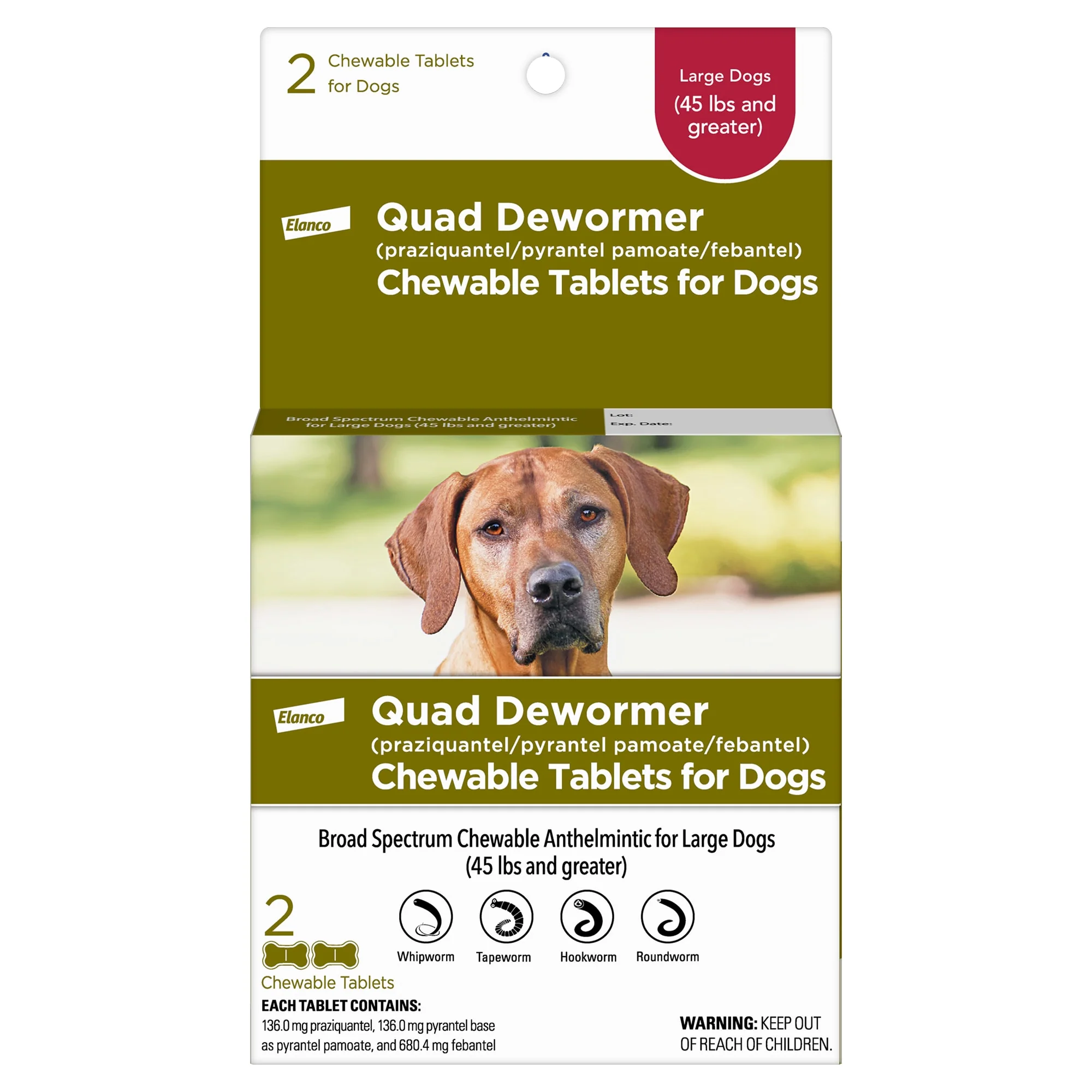Bayer Quad Dewormer Chewable Tablet for Dogs - Image 1