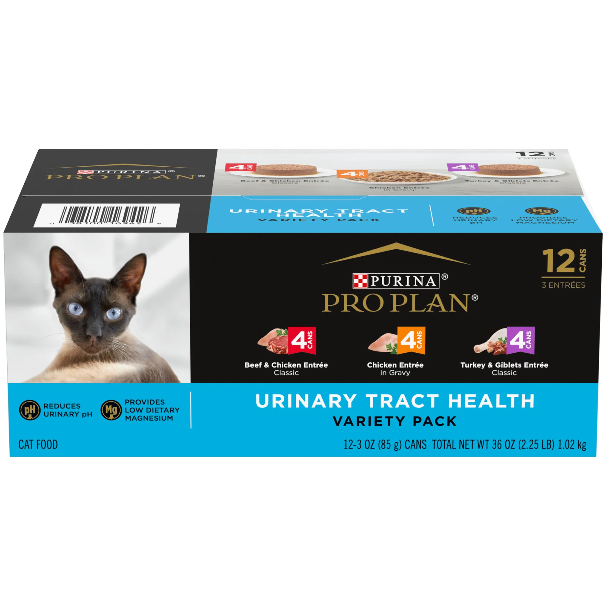 Purina Pro Plan Urinary Tract Health Wet Cat Food Variety Pack, FOCUS Urinary Tract Health Formula, 12 x 3 oz. Cans - Image 1