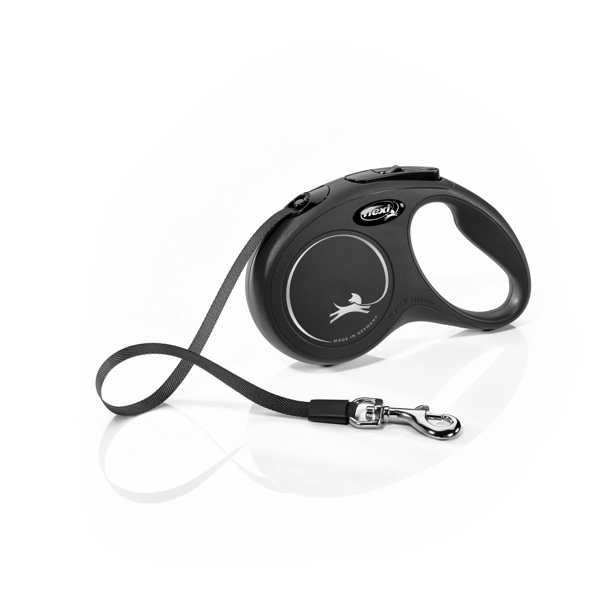 Flexi Classic Tape Leash for Dogs Black Small up to 33lb 5m - Image 1